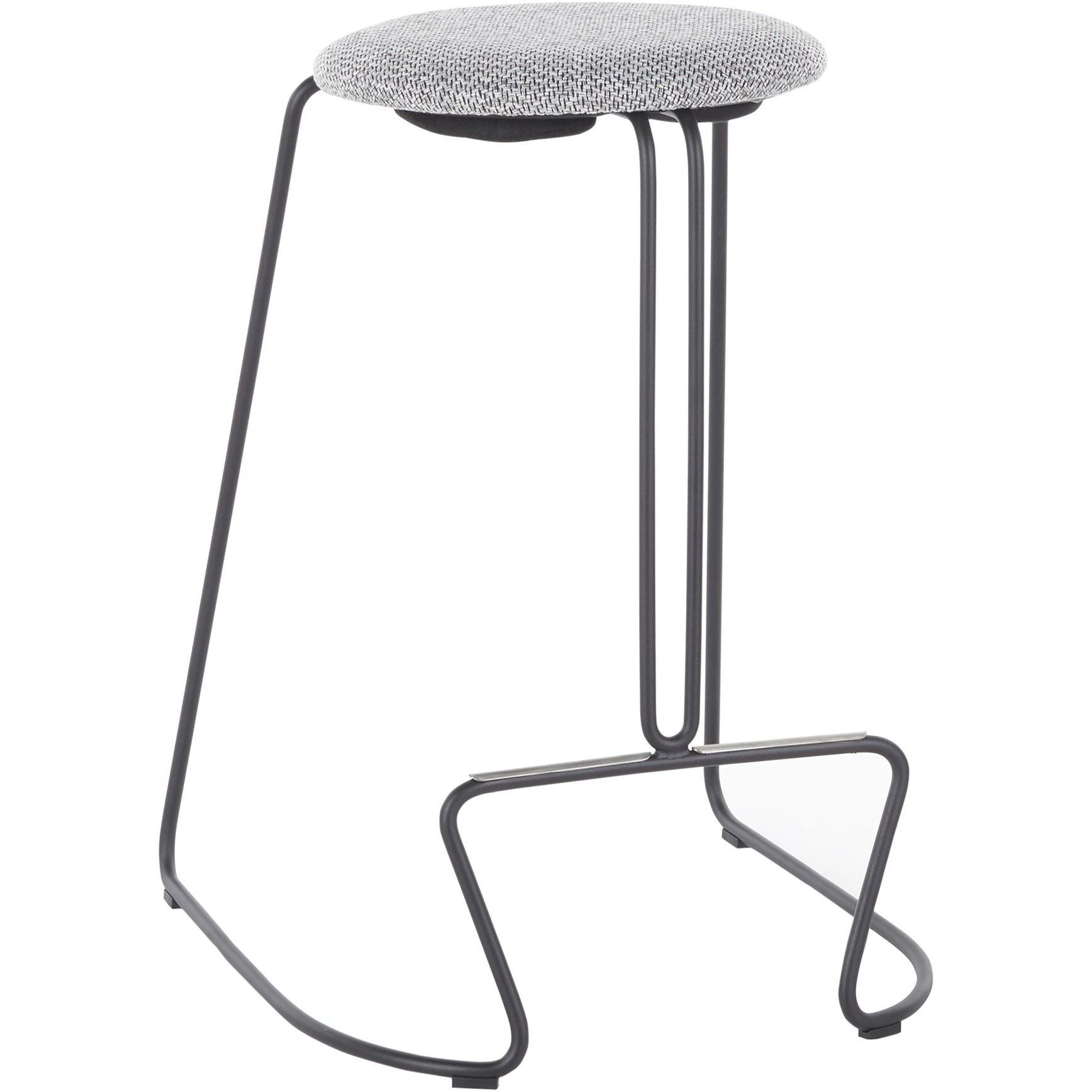 Finn Contemporary Counter Stool in Black Steel and Charcoal Fabric by LumiSource - Set of 2