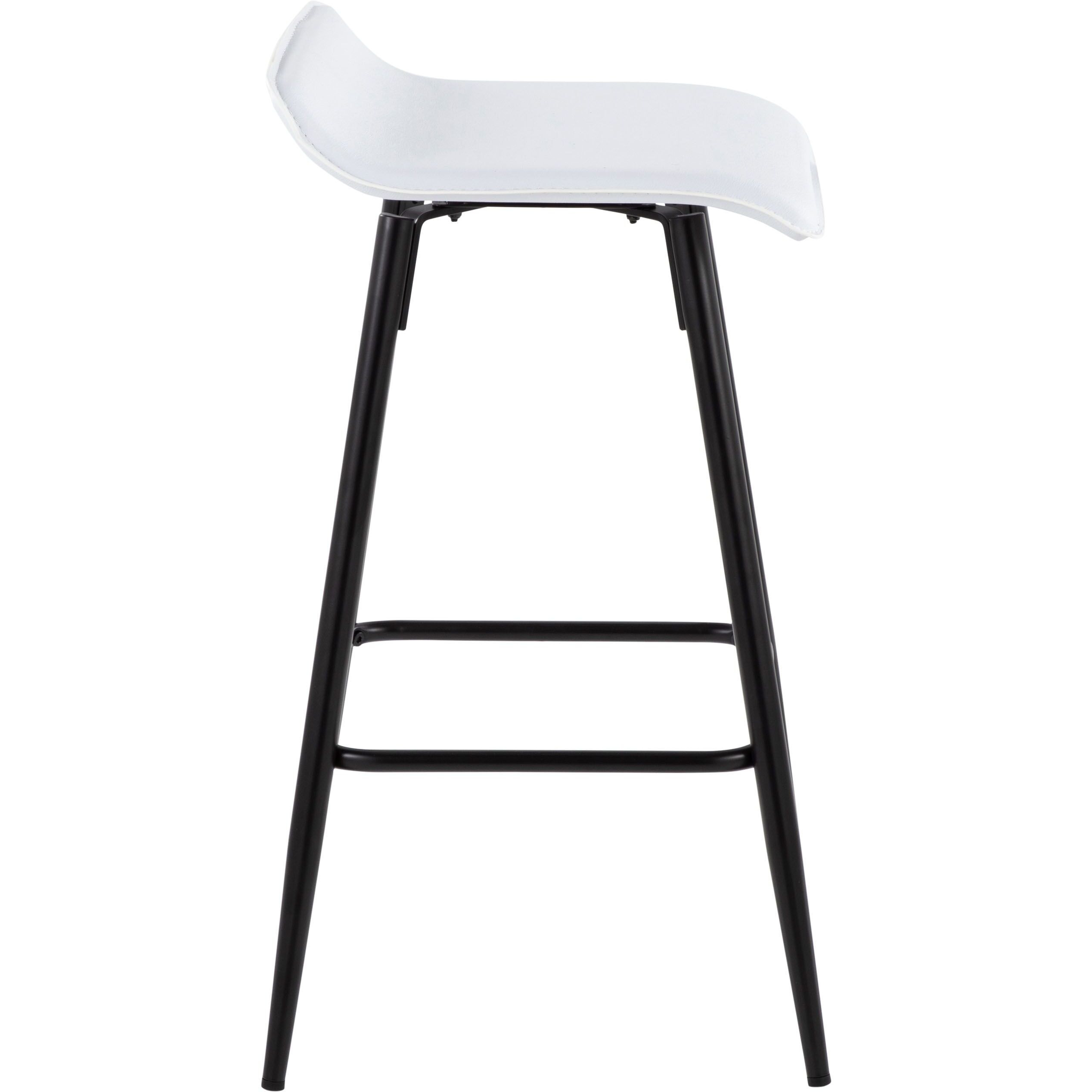 Ale 26 Contemporary Fixed Height Counter Stool in Black Steel and White Faux Leather by LumiSource - Set of 2