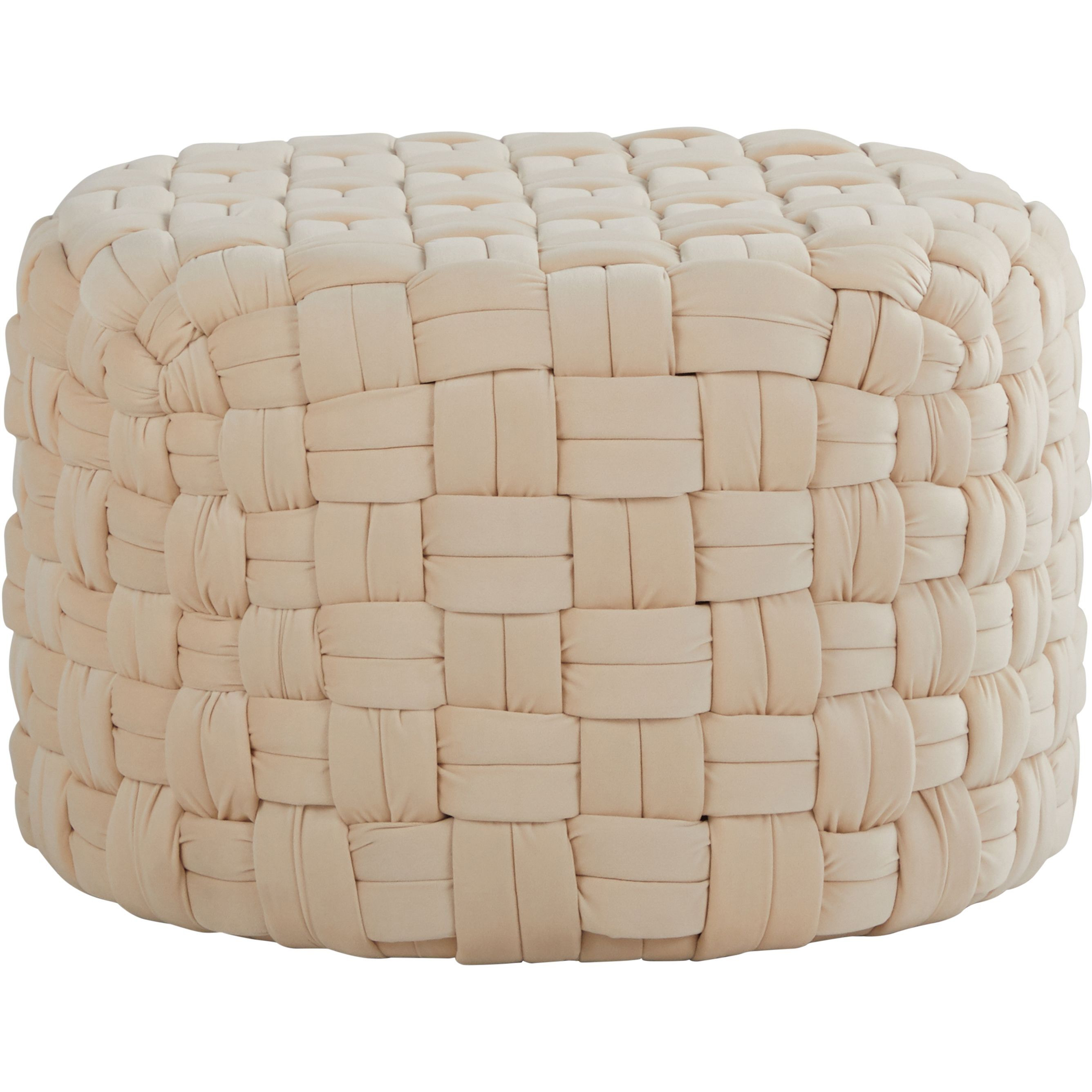 Braided Round 24 Ottoman in Cream Velvet by LumiSource