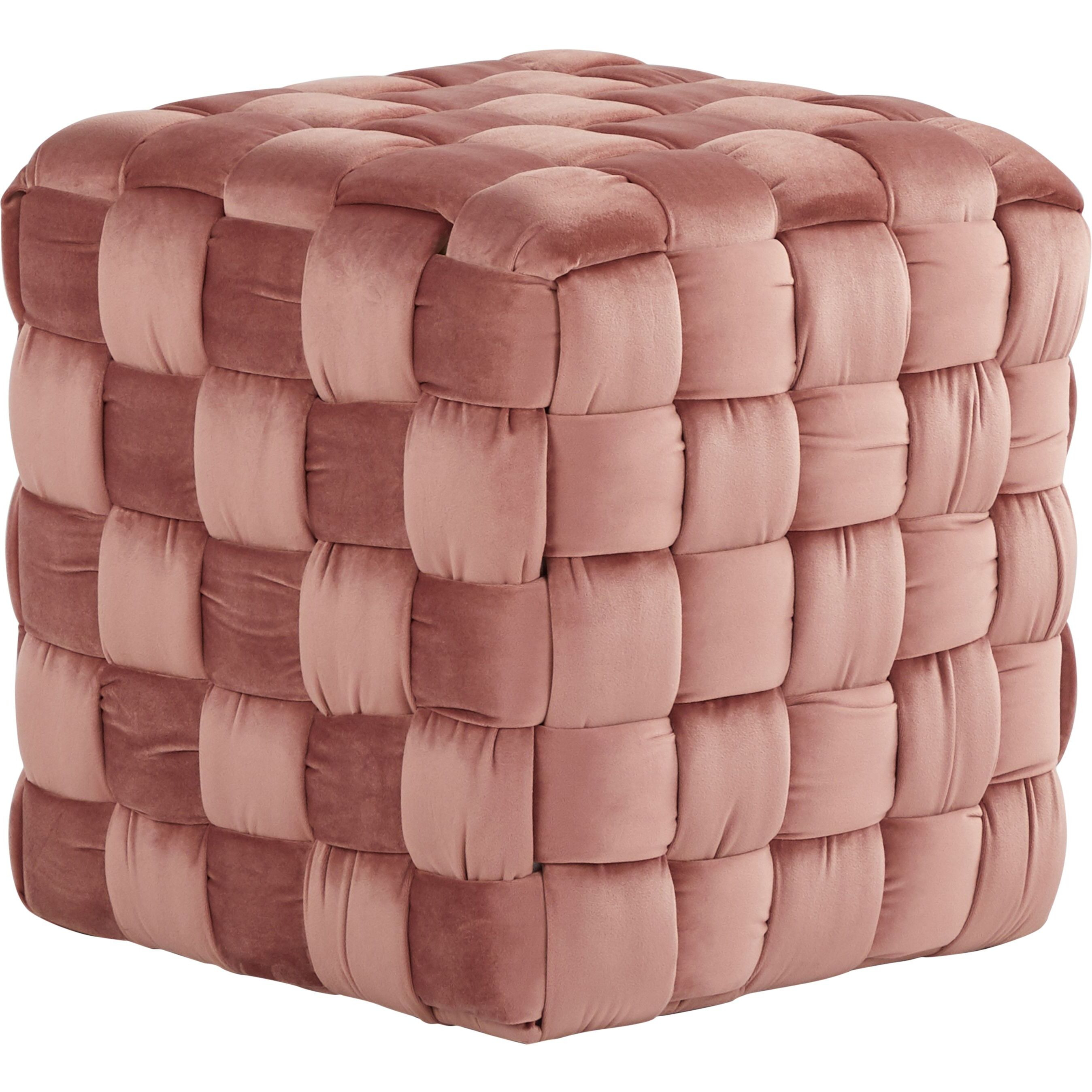 Square Braided 16 Ottoman in Blush Pink Velvet by LumiSource