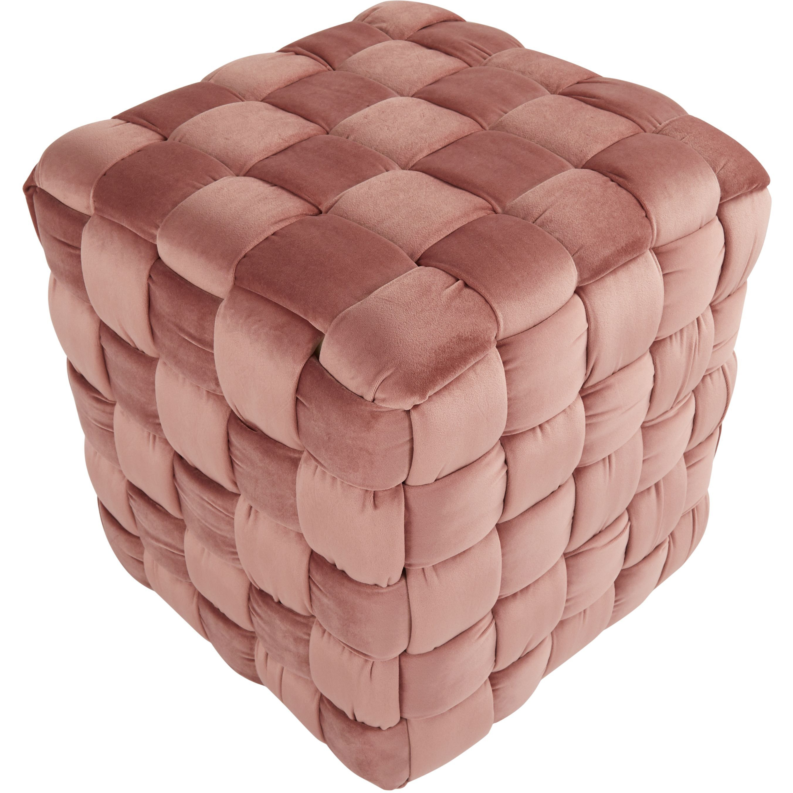 Square Braided 16 Ottoman in Blush Pink Velvet by LumiSource