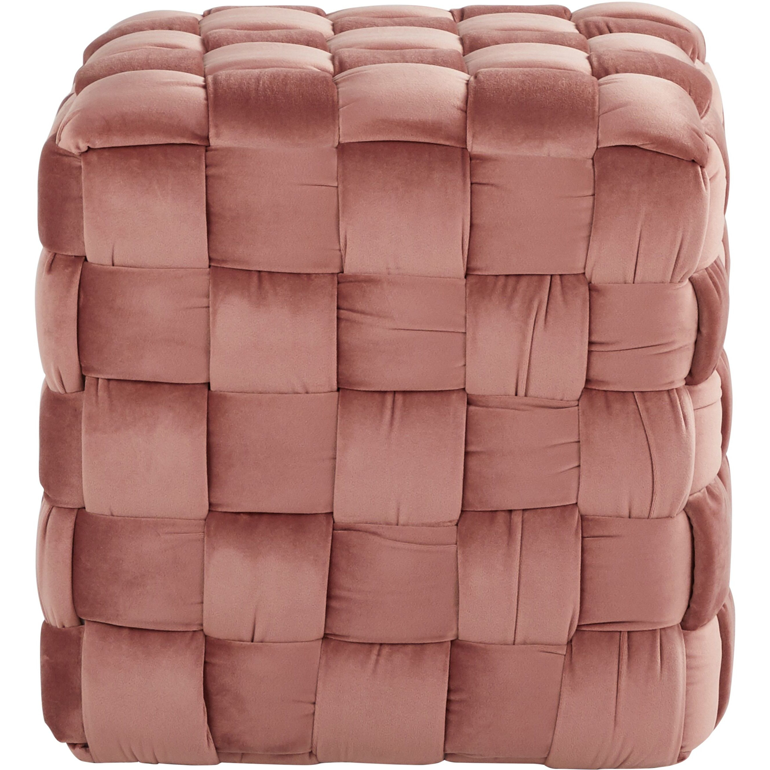 Square Braided 16 Ottoman in Blush Pink Velvet by LumiSource