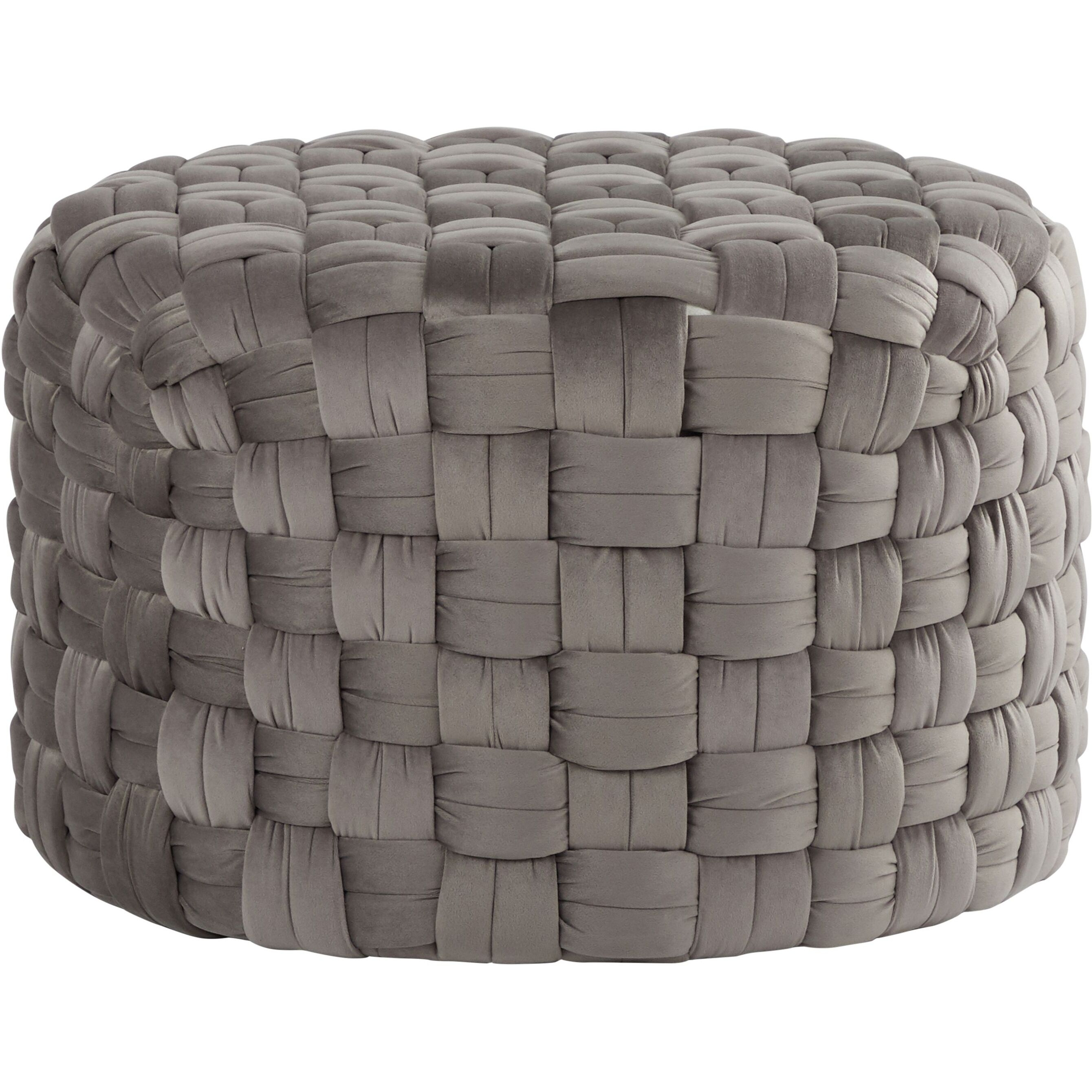 Braided Round 24 Ottoman in Dark Grey Velvet by LumiSource