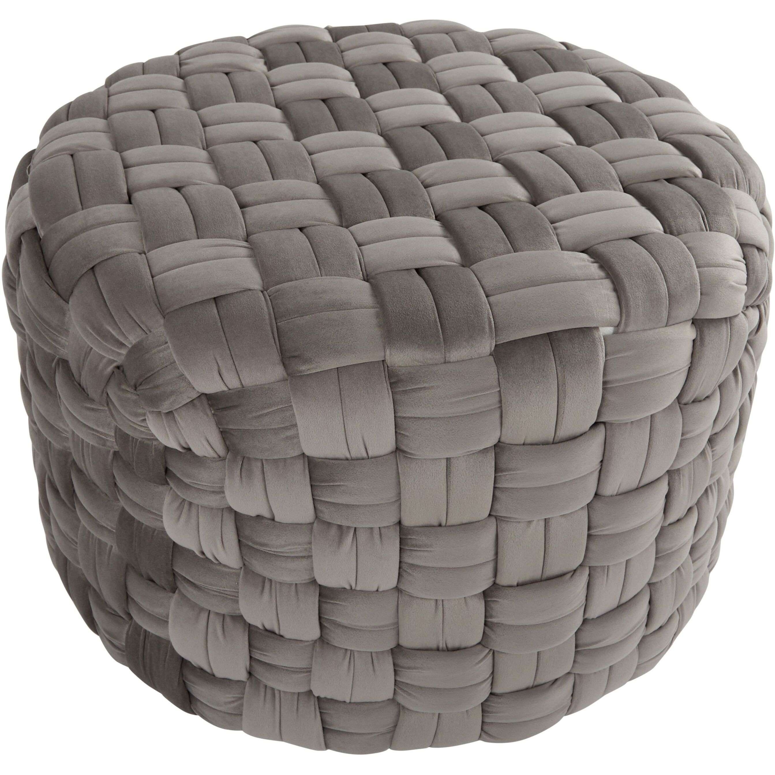 Braided Round 24 Ottoman in Dark Grey Velvet by LumiSource