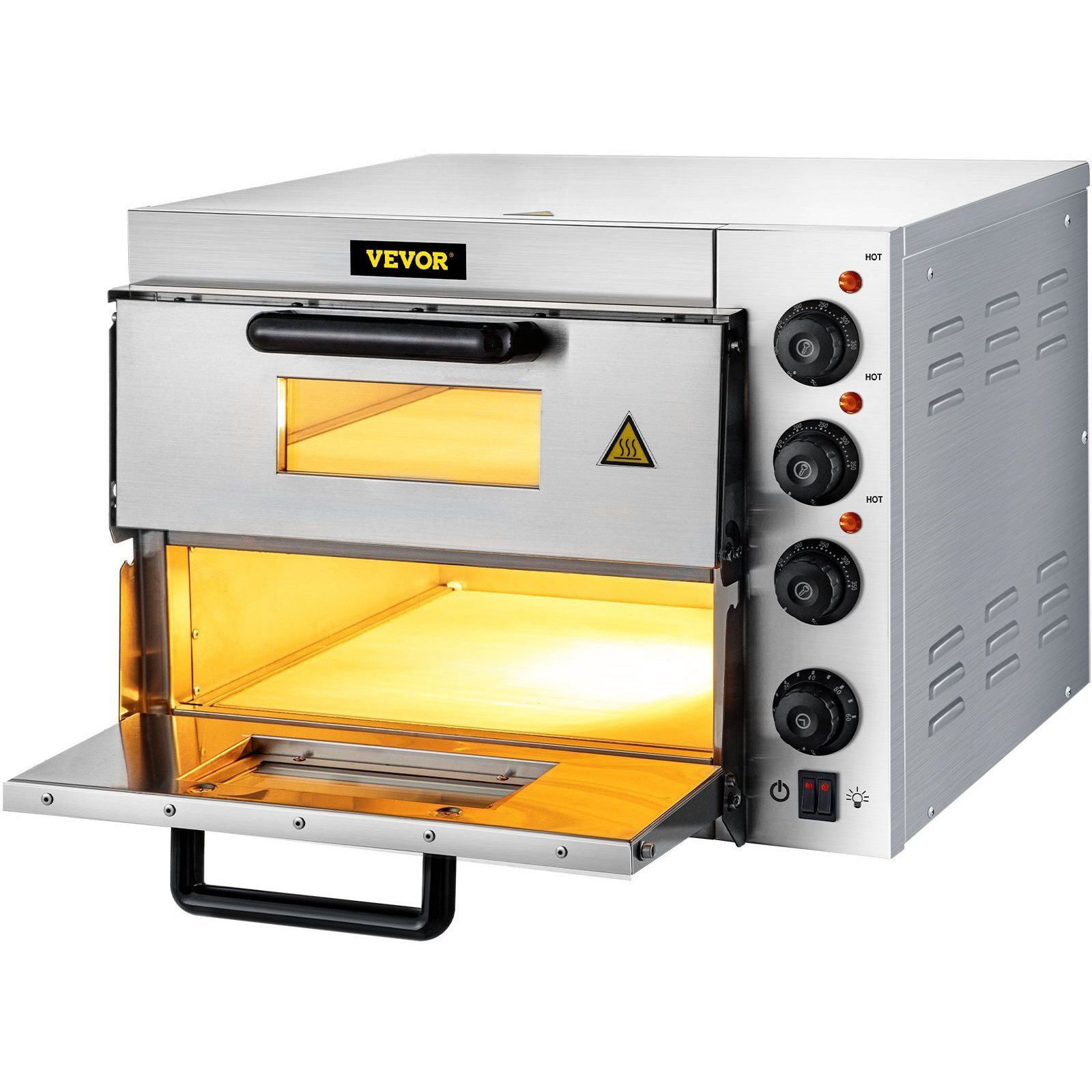 VEVOR Commercial Pizza Oven Countertop, 14 Double Deck Layer, 110V 1950W Stainless Steel Electric Pizza Oven with Stone and Shelf, Multipurpose Indoor Pizza Maker for Restaurant Home Pretzels Baked