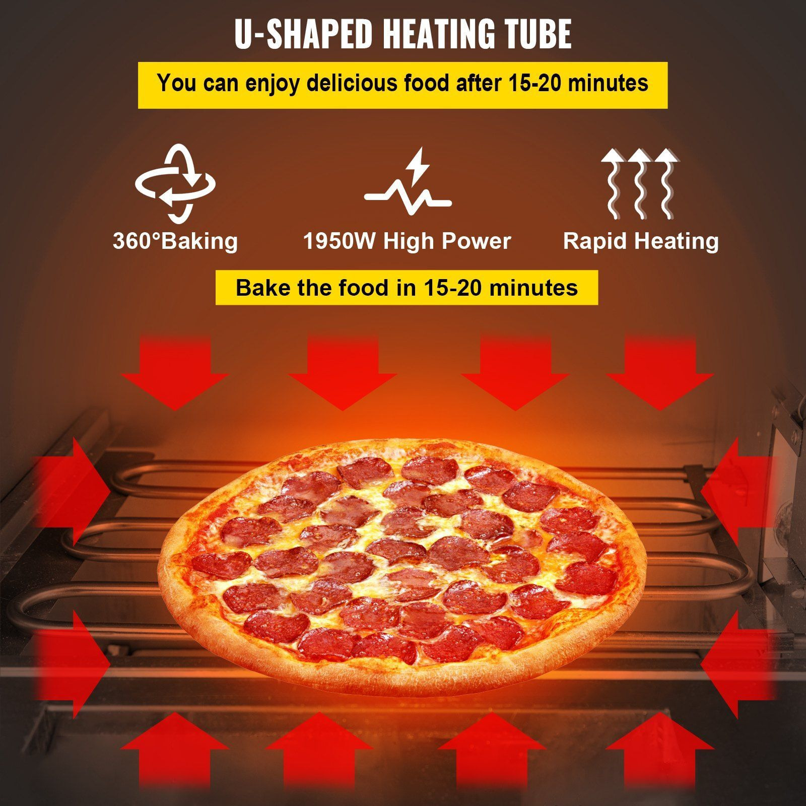 VEVOR Commercial Pizza Oven Countertop, 14 Double Deck Layer, 110V 1950W Stainless Steel Electric Pizza Oven with Stone and Shelf, Multipurpose Indoor Pizza Maker for Restaurant Home Pretzels Baked