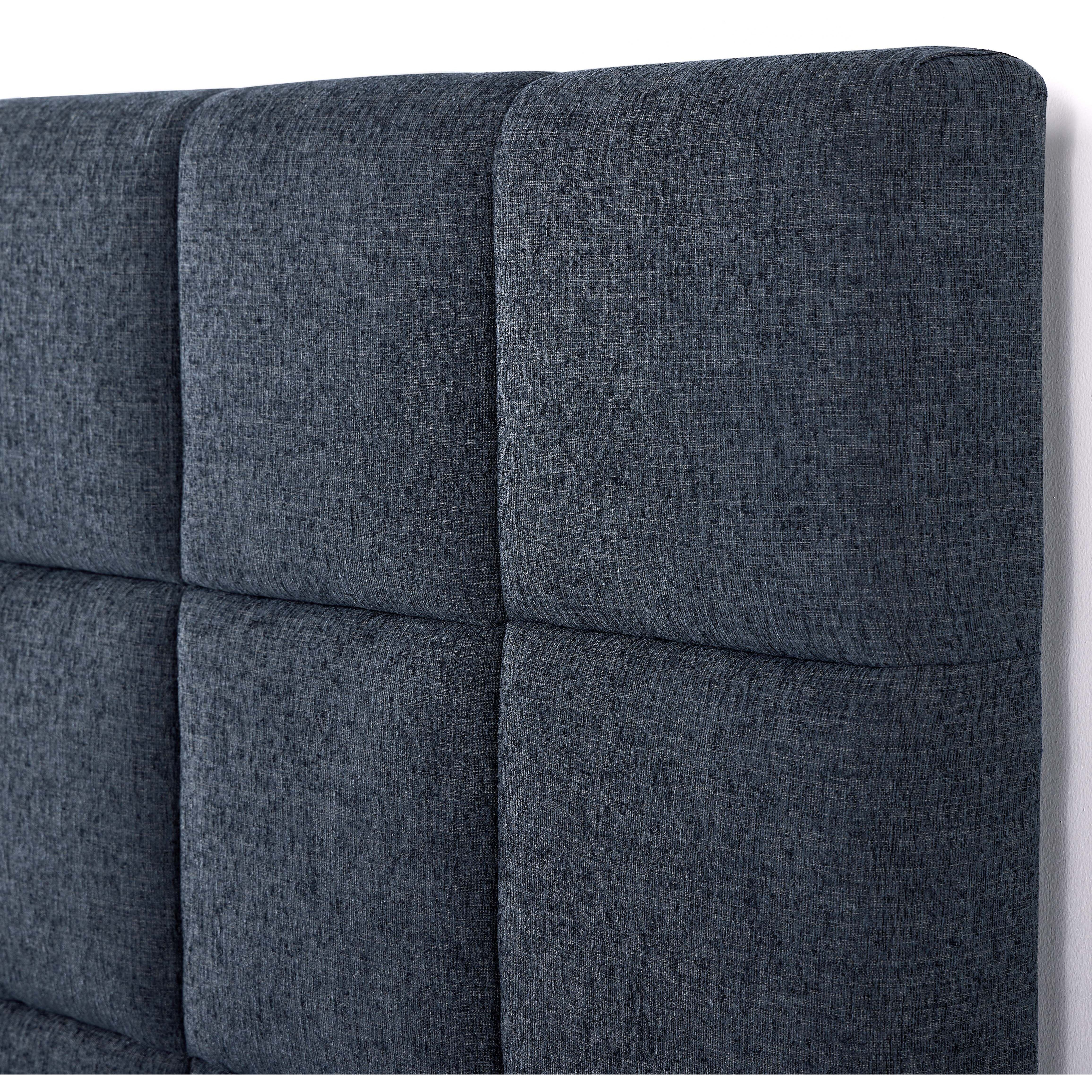 Bridgevine Home King Size Navy Blue Denim Squares Upholstered Platform Bed