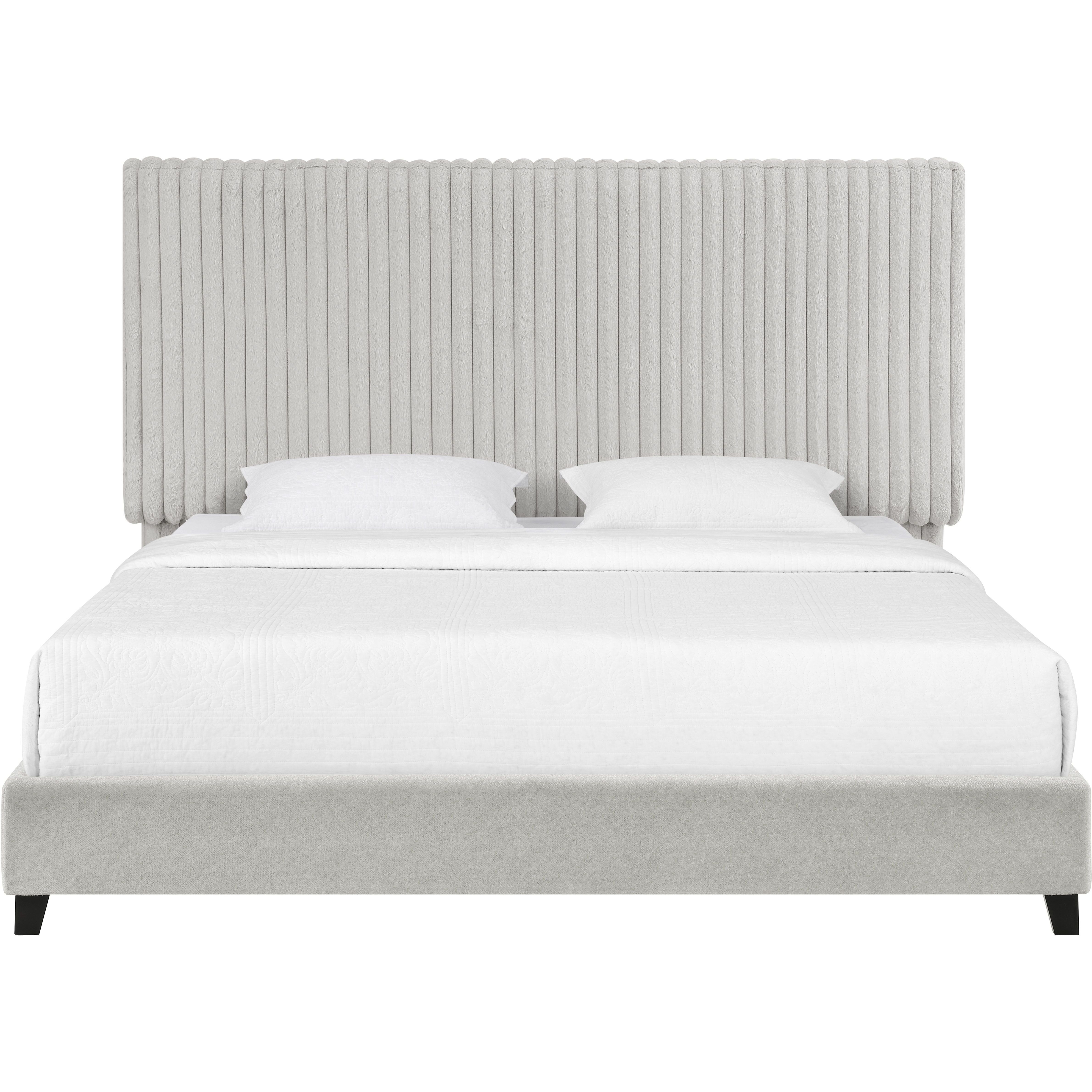 Bridgevine Home King Size Minky Stone Upholstered Platform Bed