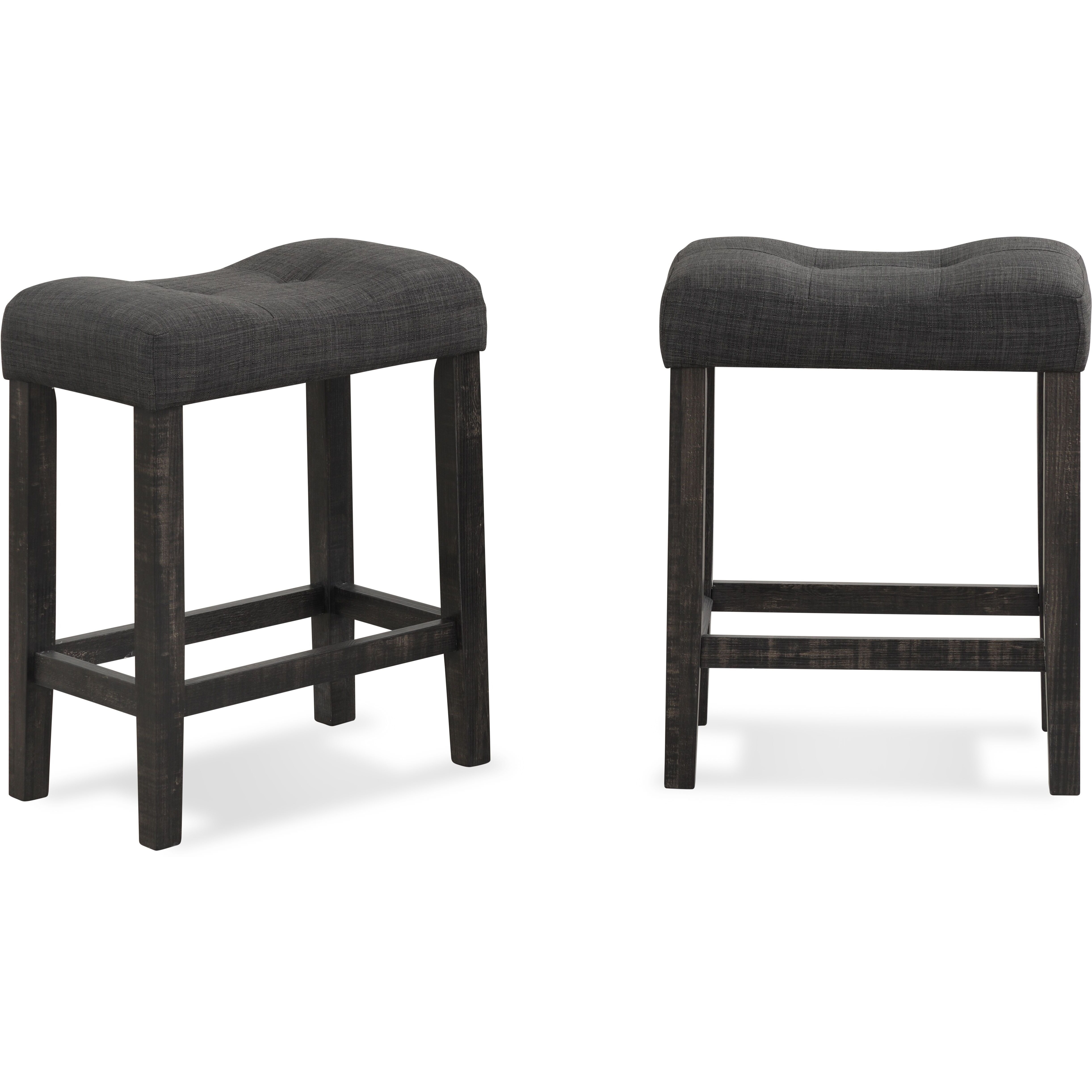 Sora Button Tufted Counter Height Saddle Stool, Set of 2, Gray