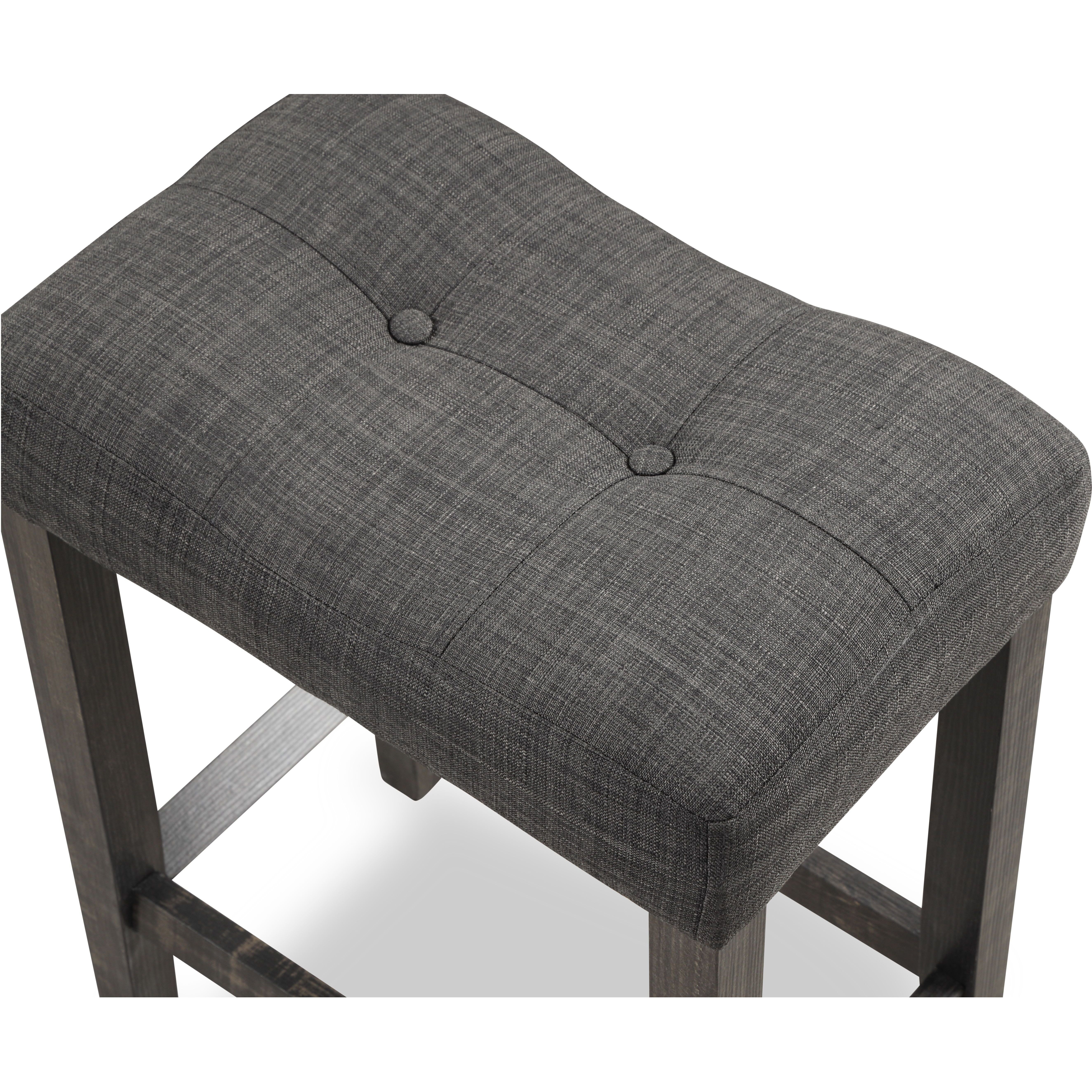 Sora Button Tufted Counter Height Saddle Stool, Set of 2, Gray