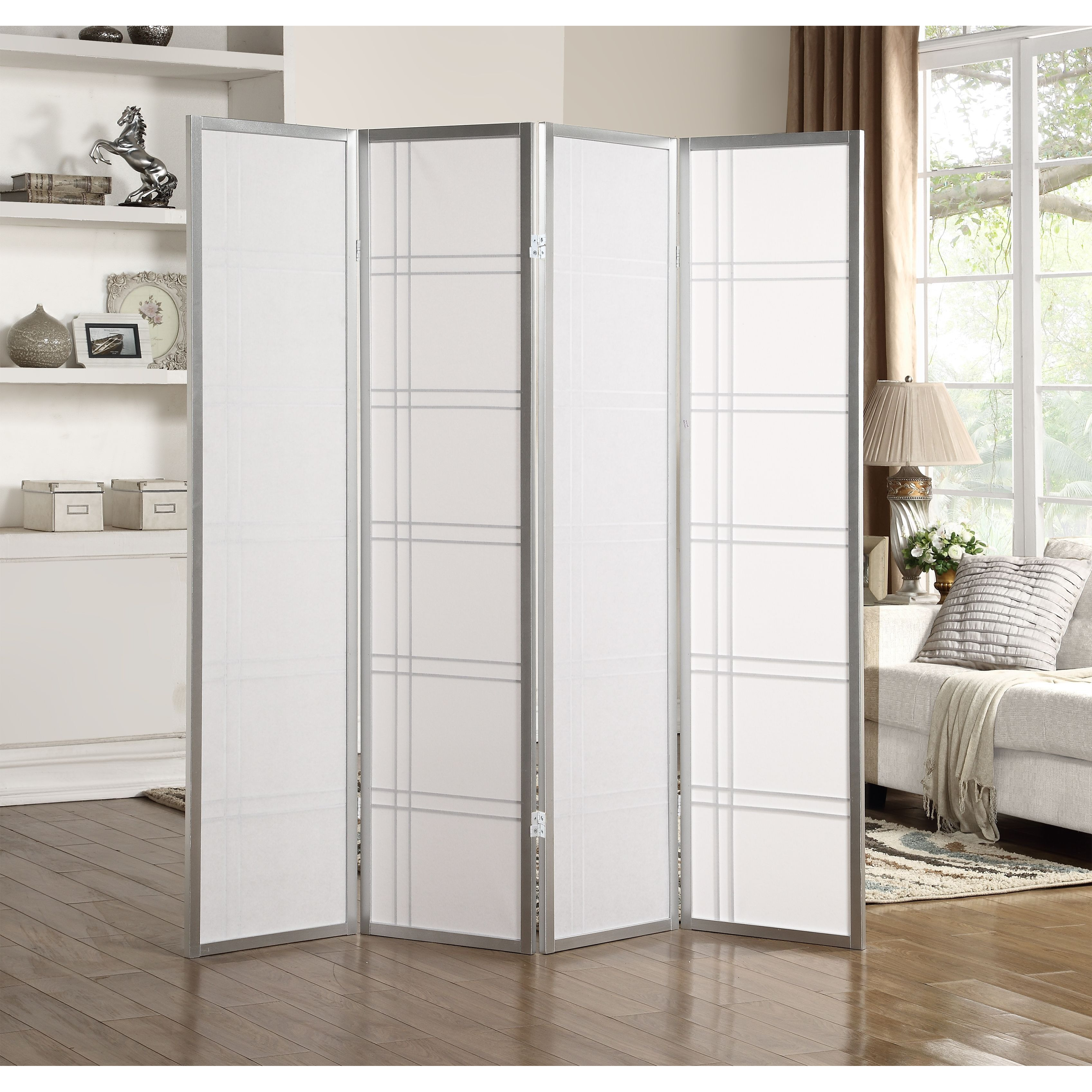Seto 4-Panel Room Divider Screen, Silver