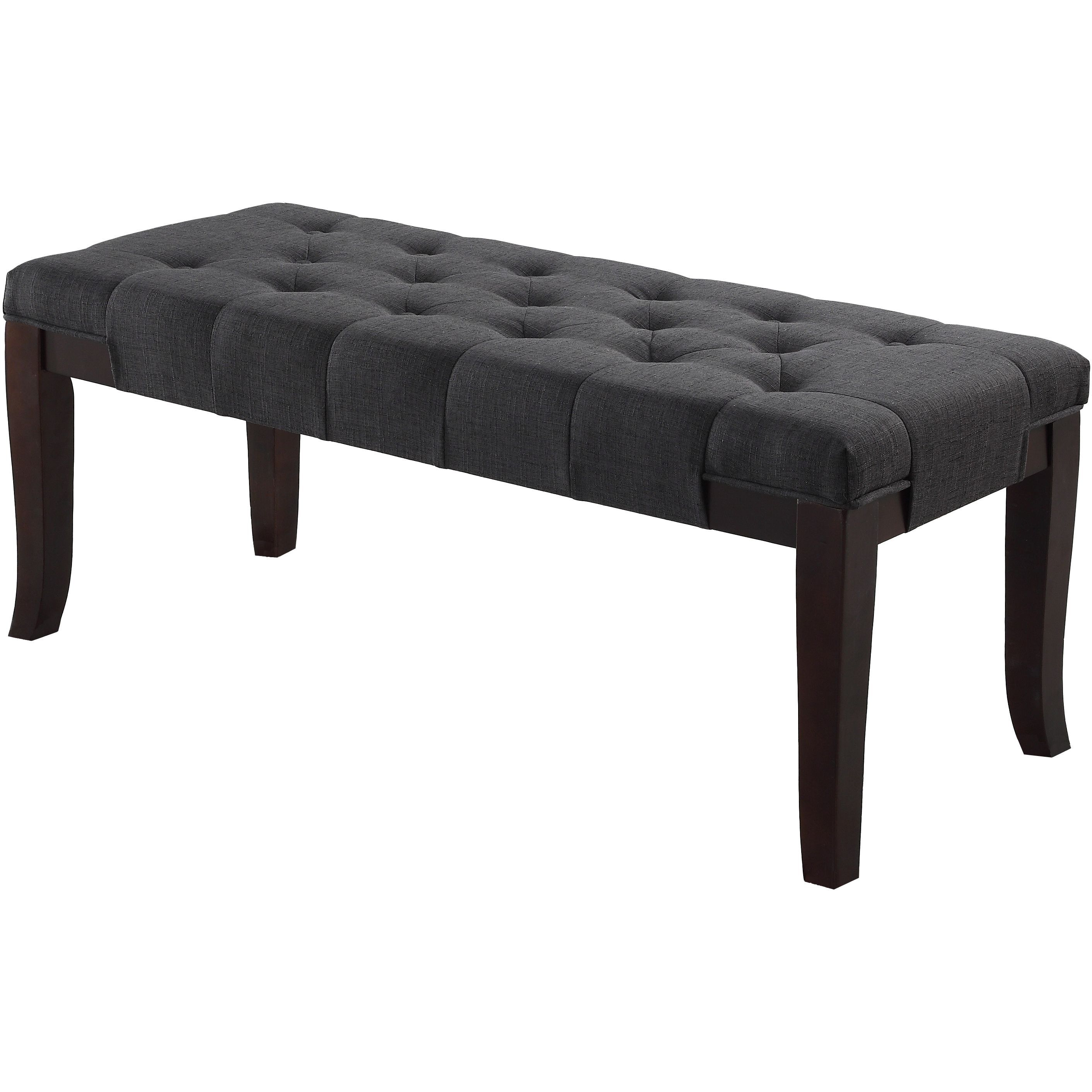 Linon Tufted Bench, Fabric, Gray