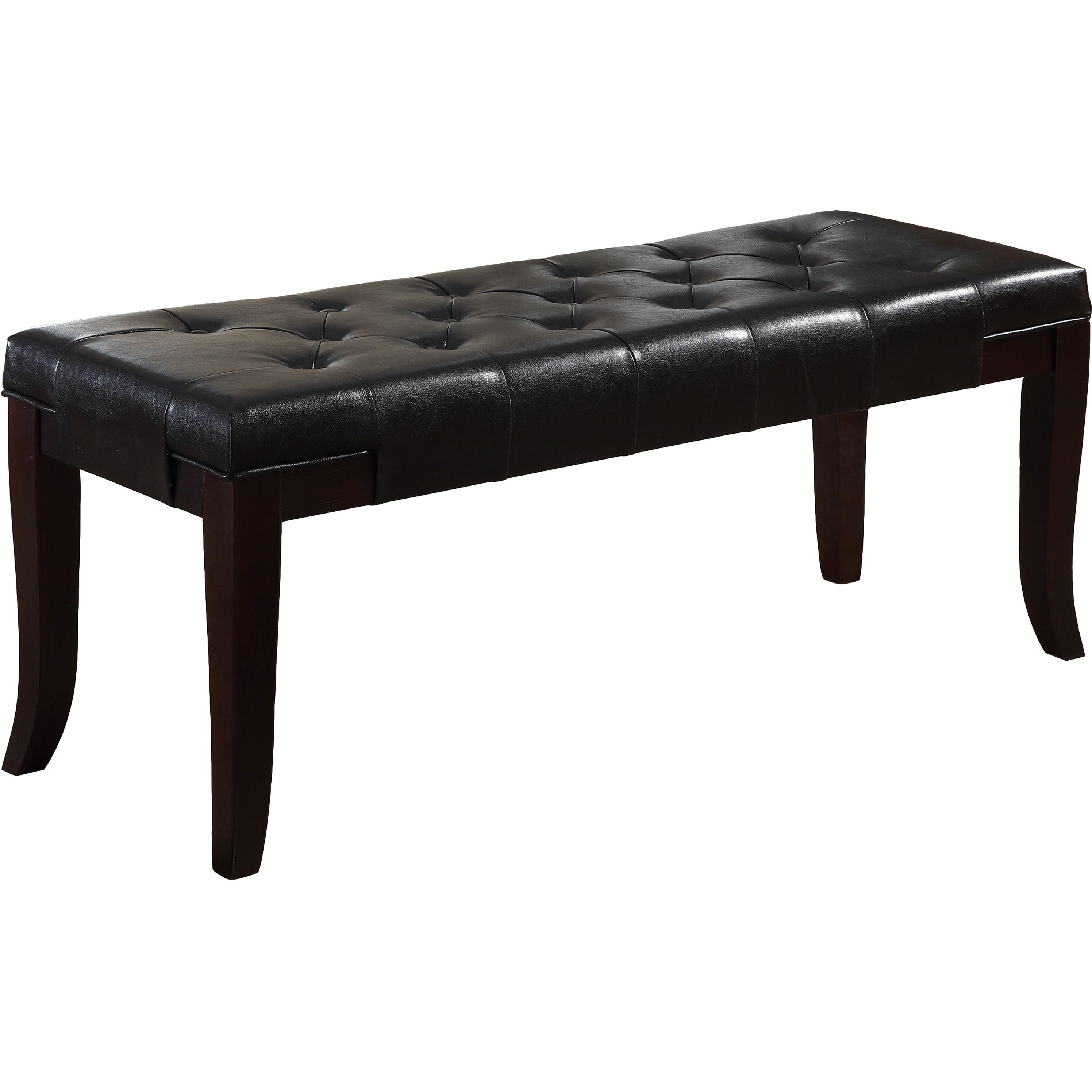Linon Tufted Bench, Faux Leather, Espresso