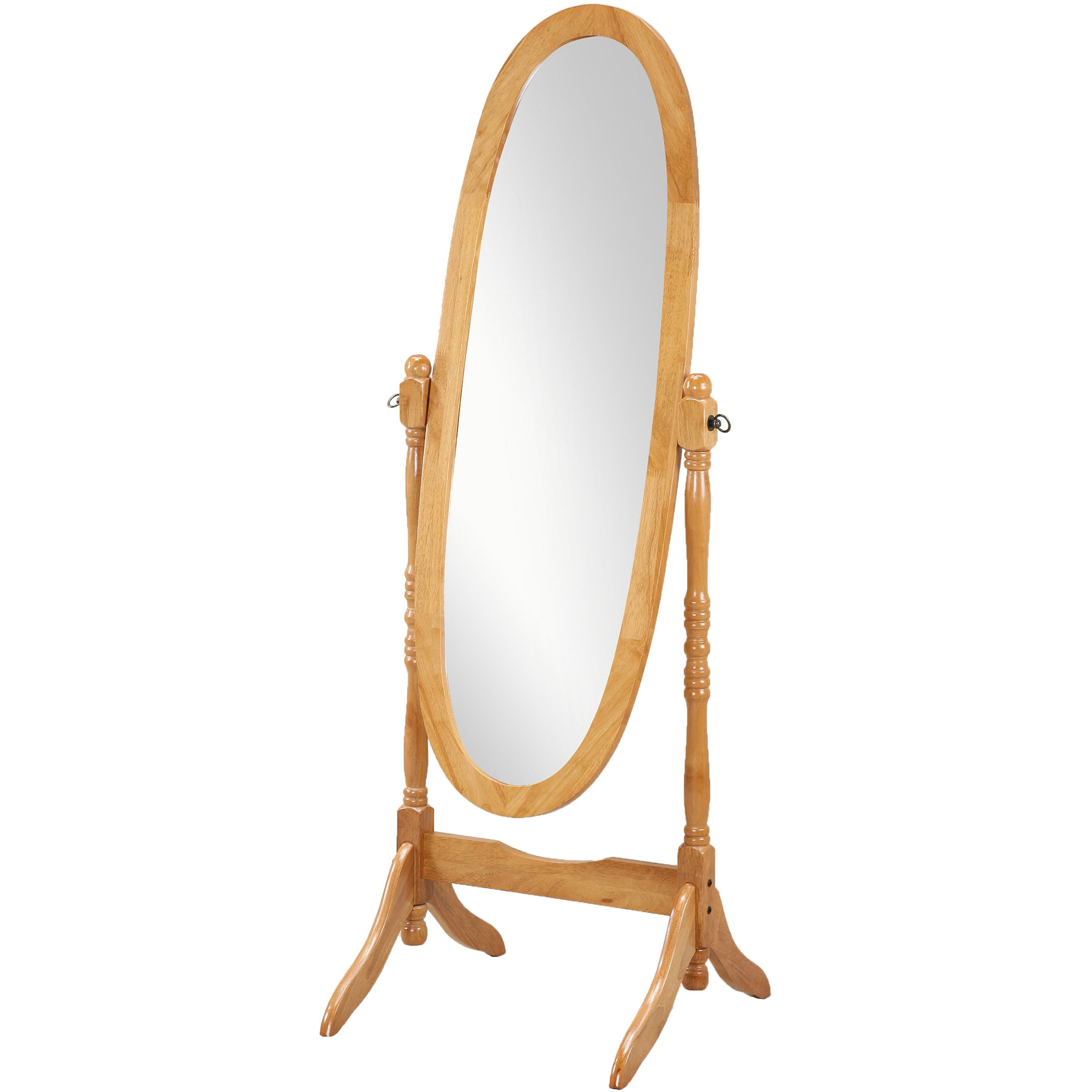 Traditional Queen Anna Style Wood Floor Cheval Mirror, Oak Finish