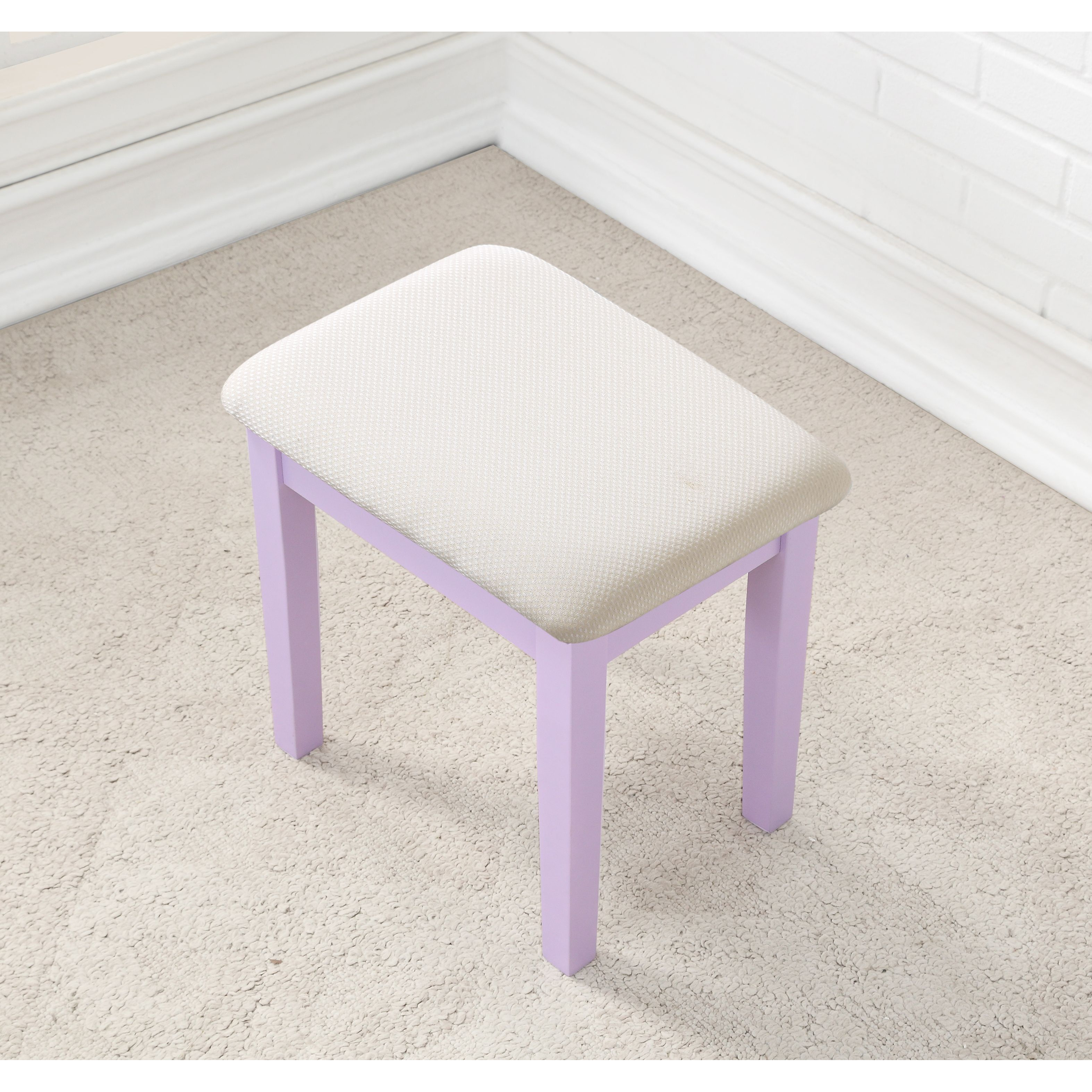 Moniys Wood Moniya Makeup Vanity Table and Stool Set, Purple