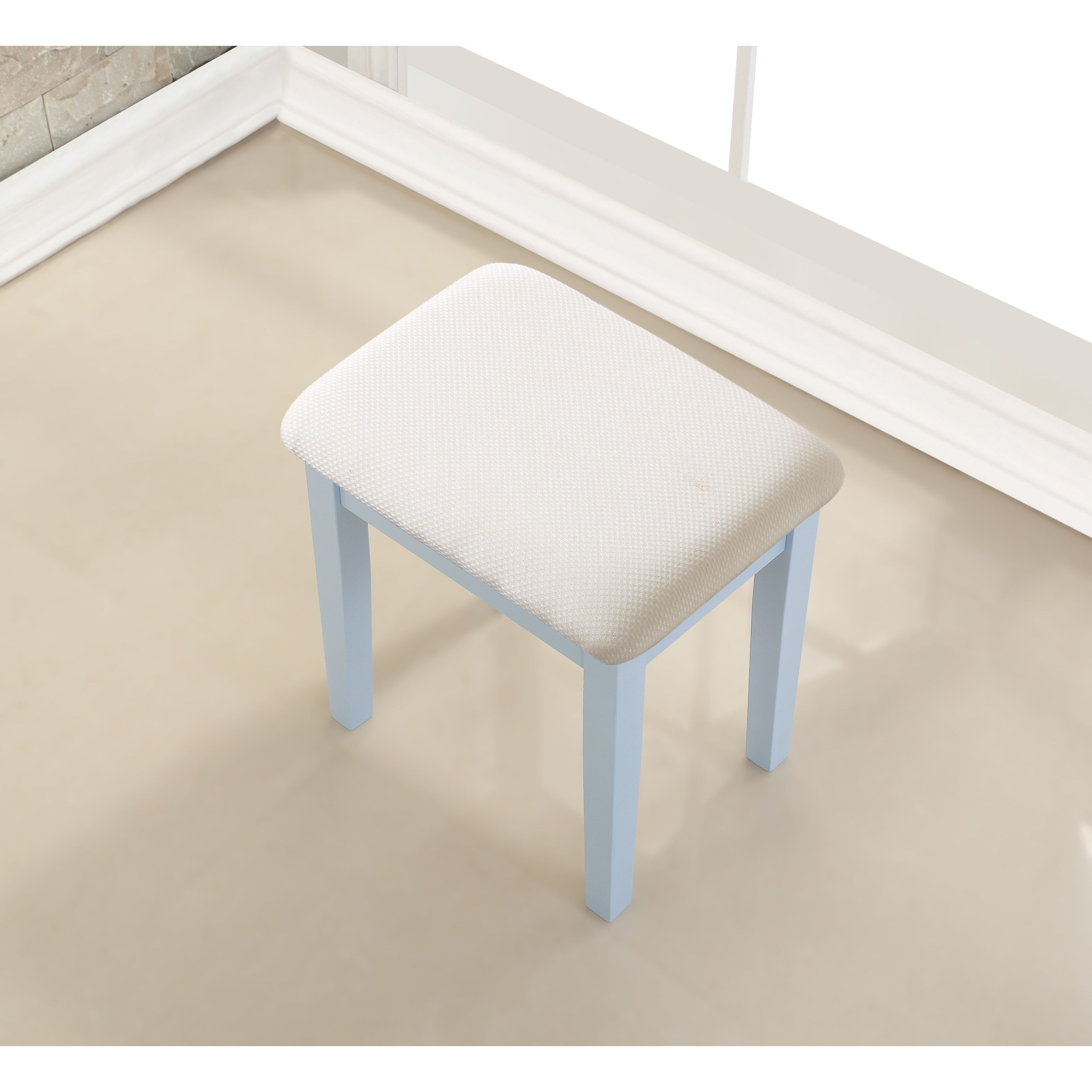 Moniys Wood Moniya Makeup Vanity Table and Stool Set, Blue