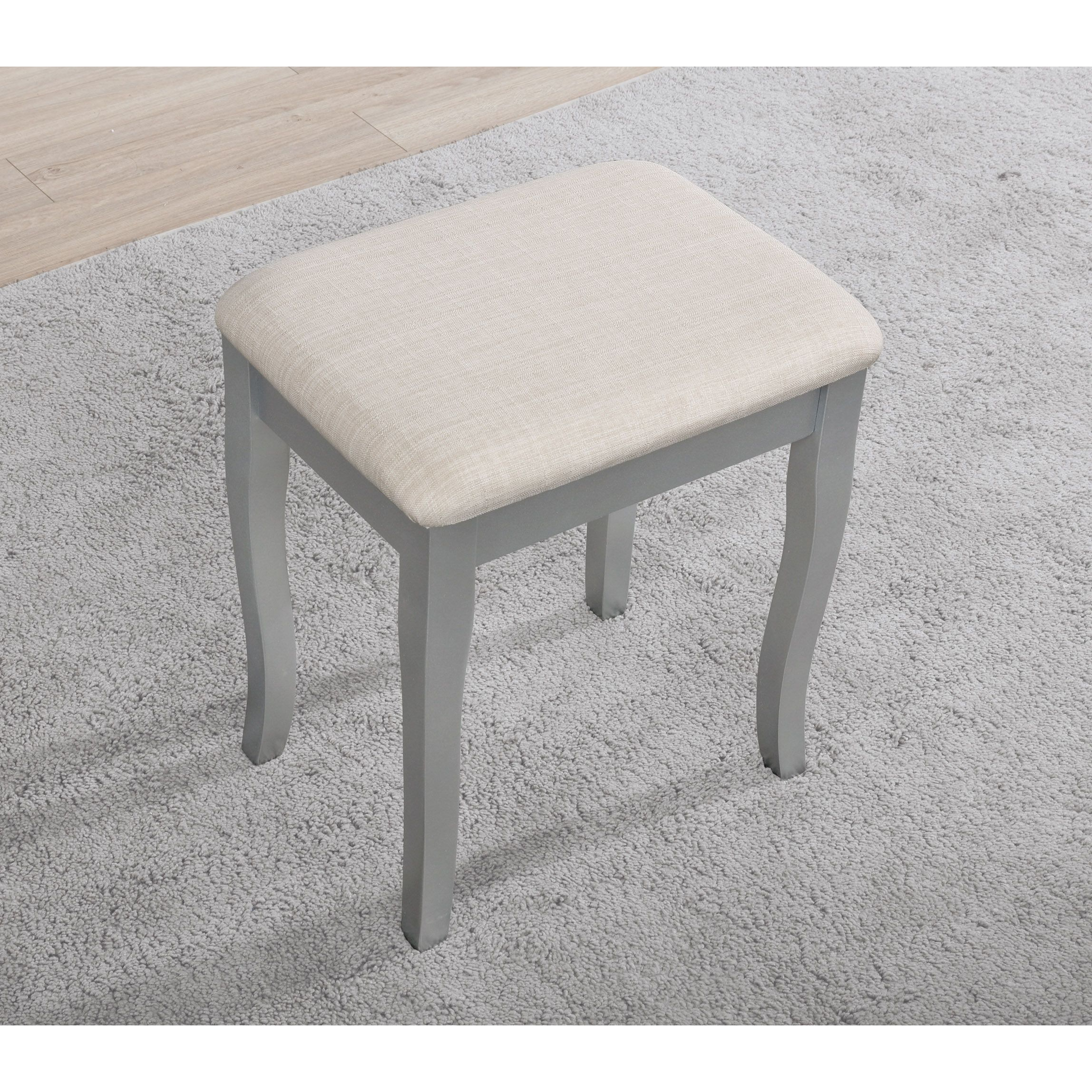 Sanlo Wooden Vanity Make Up Table and Stool Set, Silver