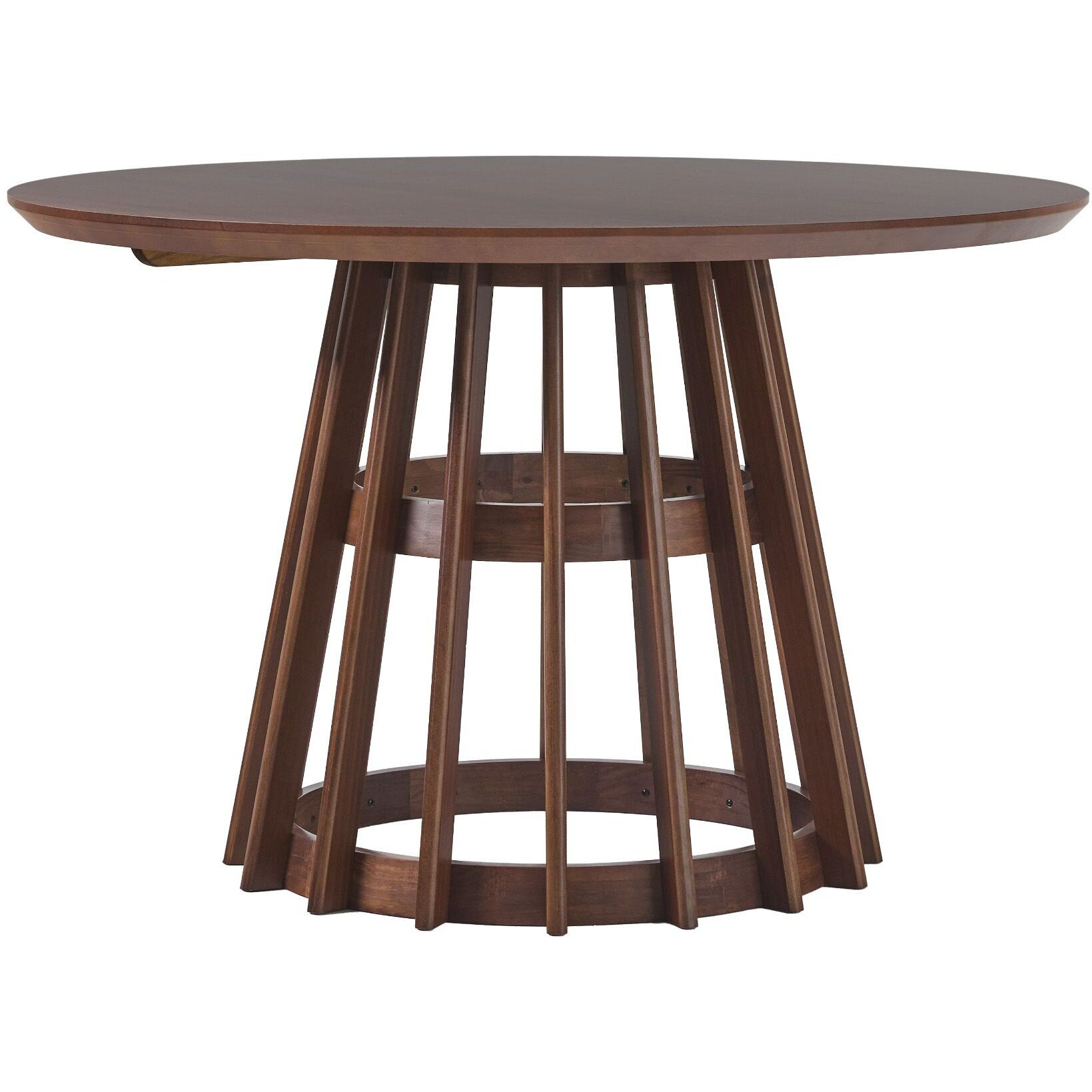 Modern 48 Round Solid Wood Dining Table with Pedestal Base, Brown