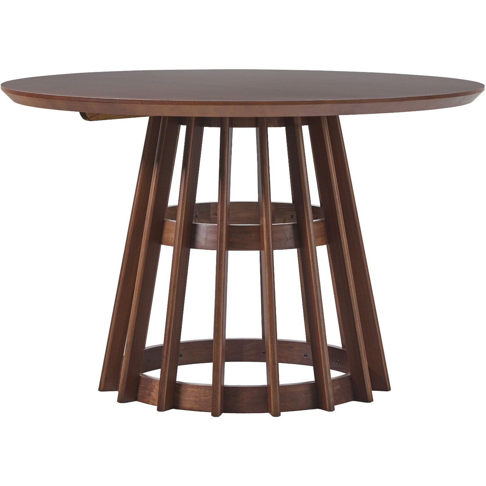 Modern 48 Round Solid Wood Dining Table with Pedestal Base, Brown