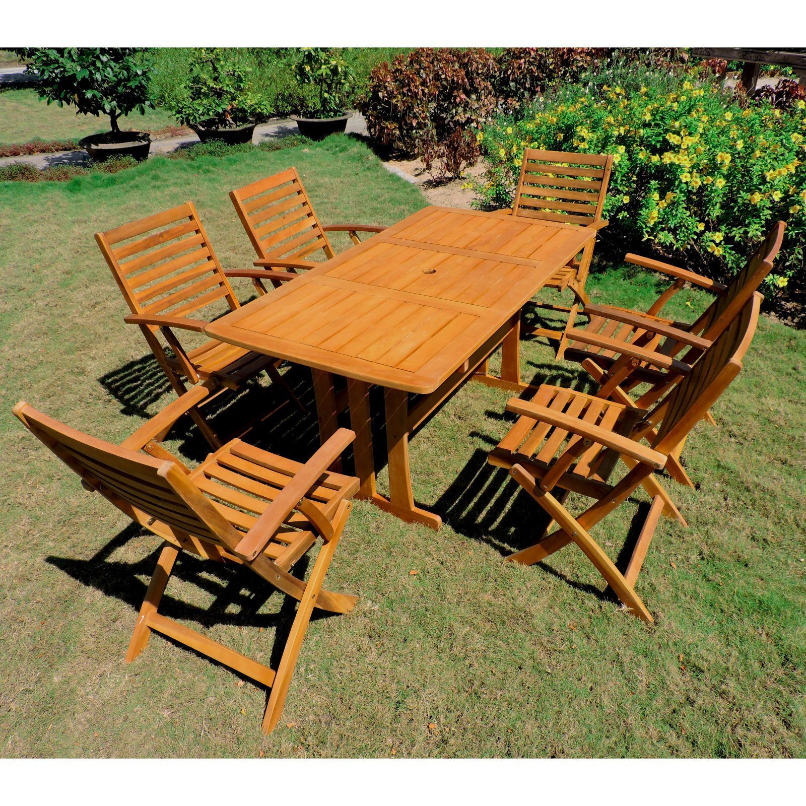Sciacca Acacia Wood Seven Piece Dining Group