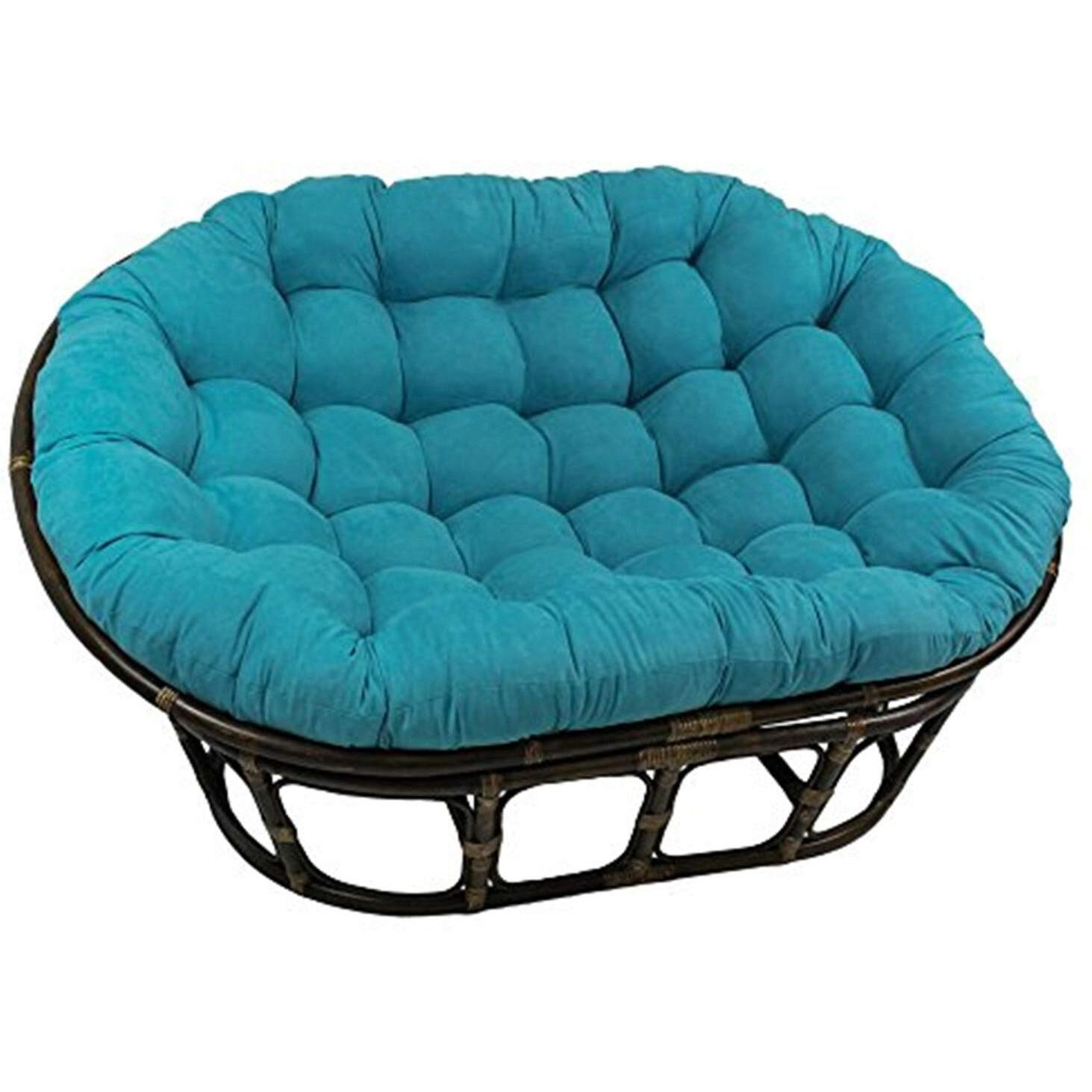 Rattan Double Papasan  Chair with Microsuede Cushion