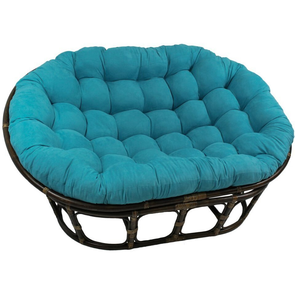 Rattan Double Papasan  Chair with Microsuede Cushion