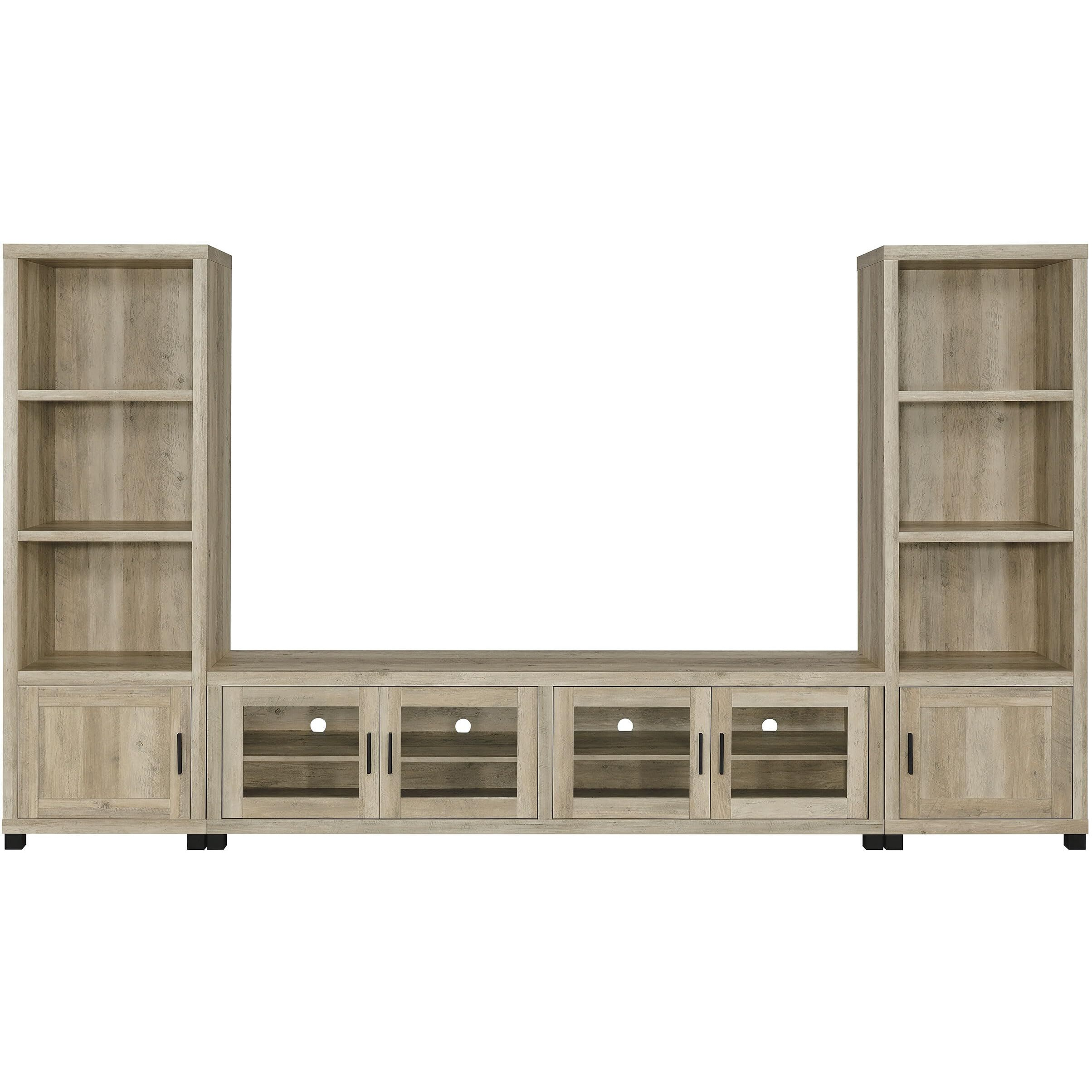 Sachin 3-piece Entertainment Center With 79" TV Stand Antique Pine