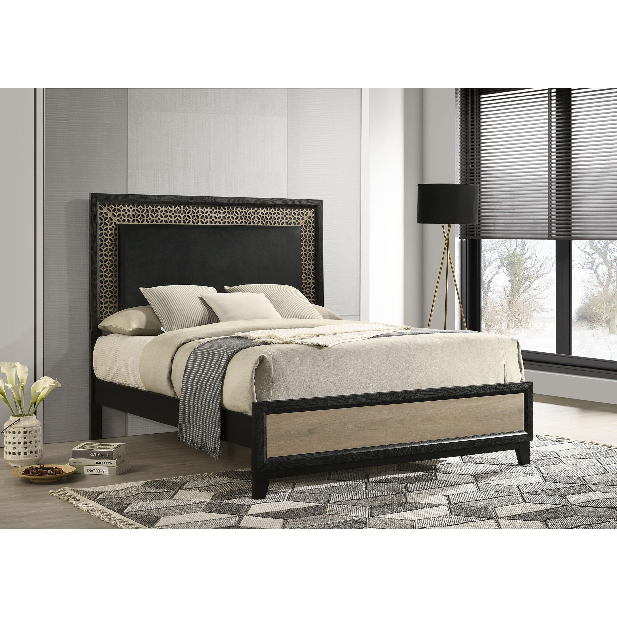 Valencia Eastern King Bed Light Brown and Black