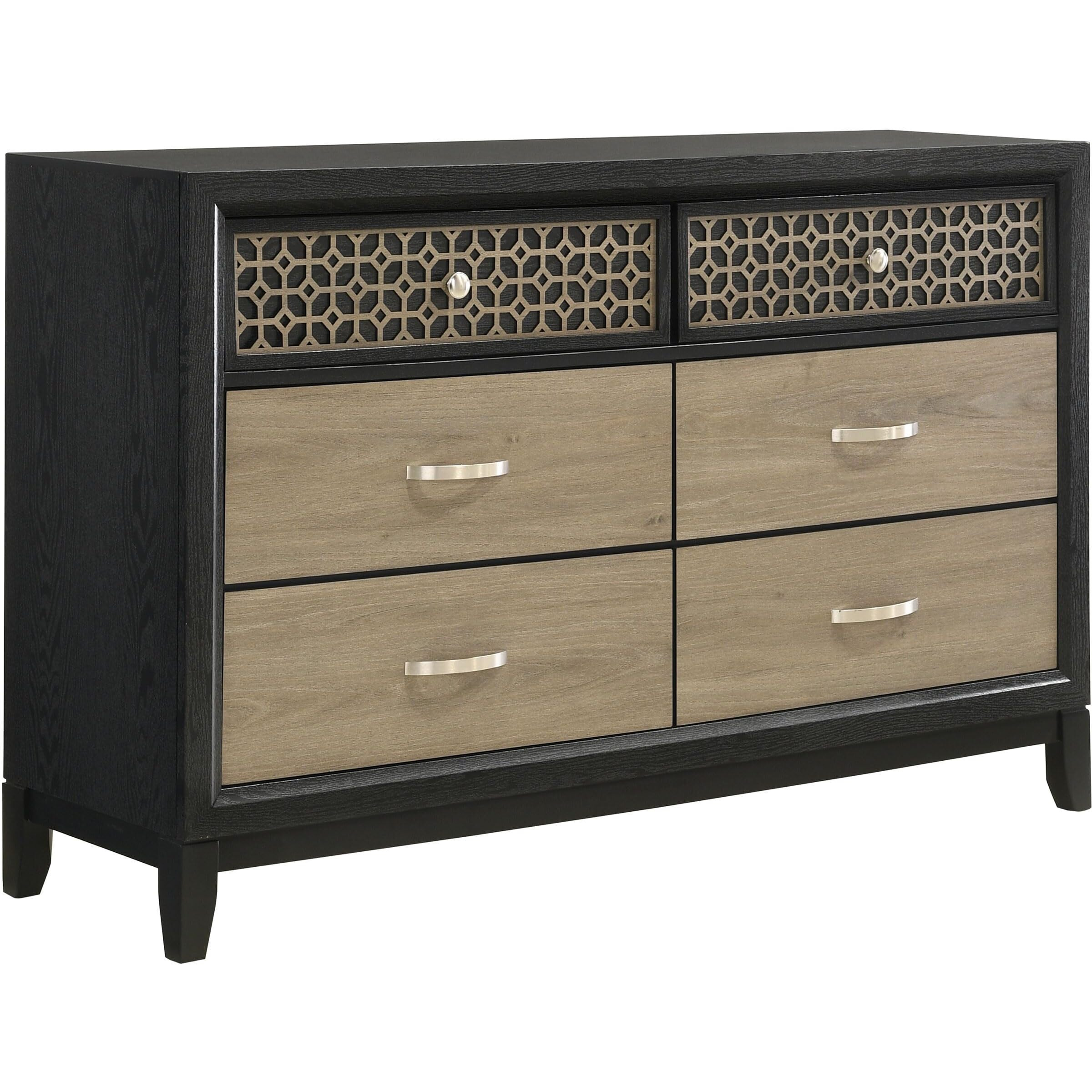 Valencia 6-drawer Dresser Light Brown and Black