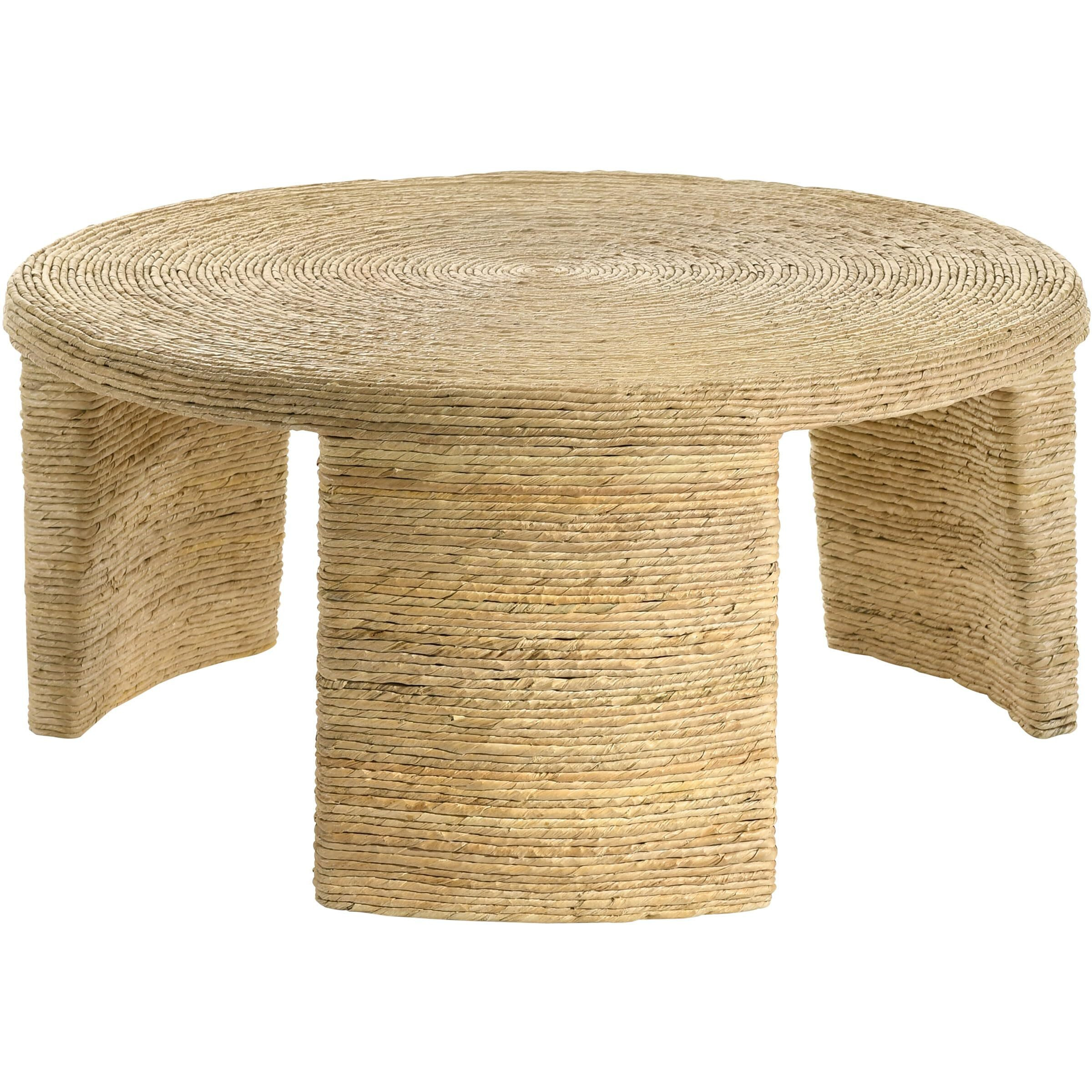 Artina Woven Rattan Round Coffee Table Natural Brown