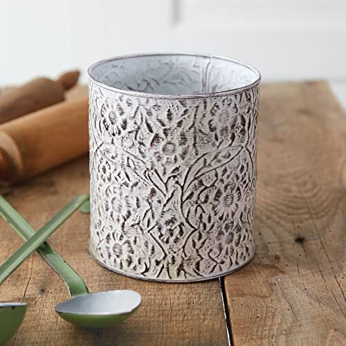 Wildflowers Stamped Metal Utensil Holder