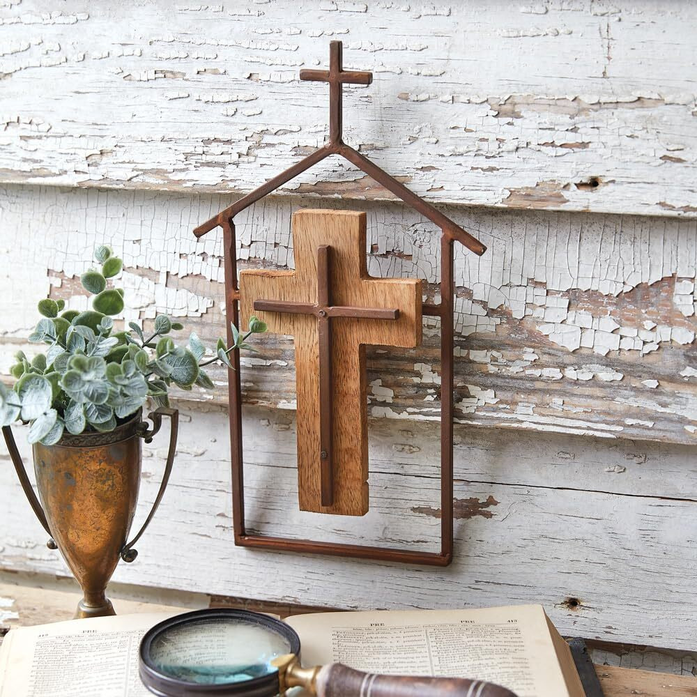 Wood and Metal Religious Wall Decor