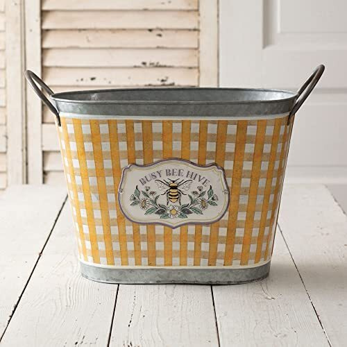 Busy Bee Hive Galvanized Bucket