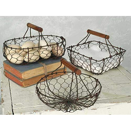 Set of Three Chicken Wire Baskets