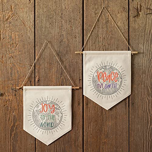 Set of Two Peace and Joy Fabric Wall Hangings