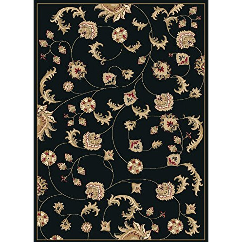Radici 1835-1011-BLACK Como Rectangular Black Transitional Italy Area Rug- 5 ft. 5 in. W x 7 ft. 7 in. H