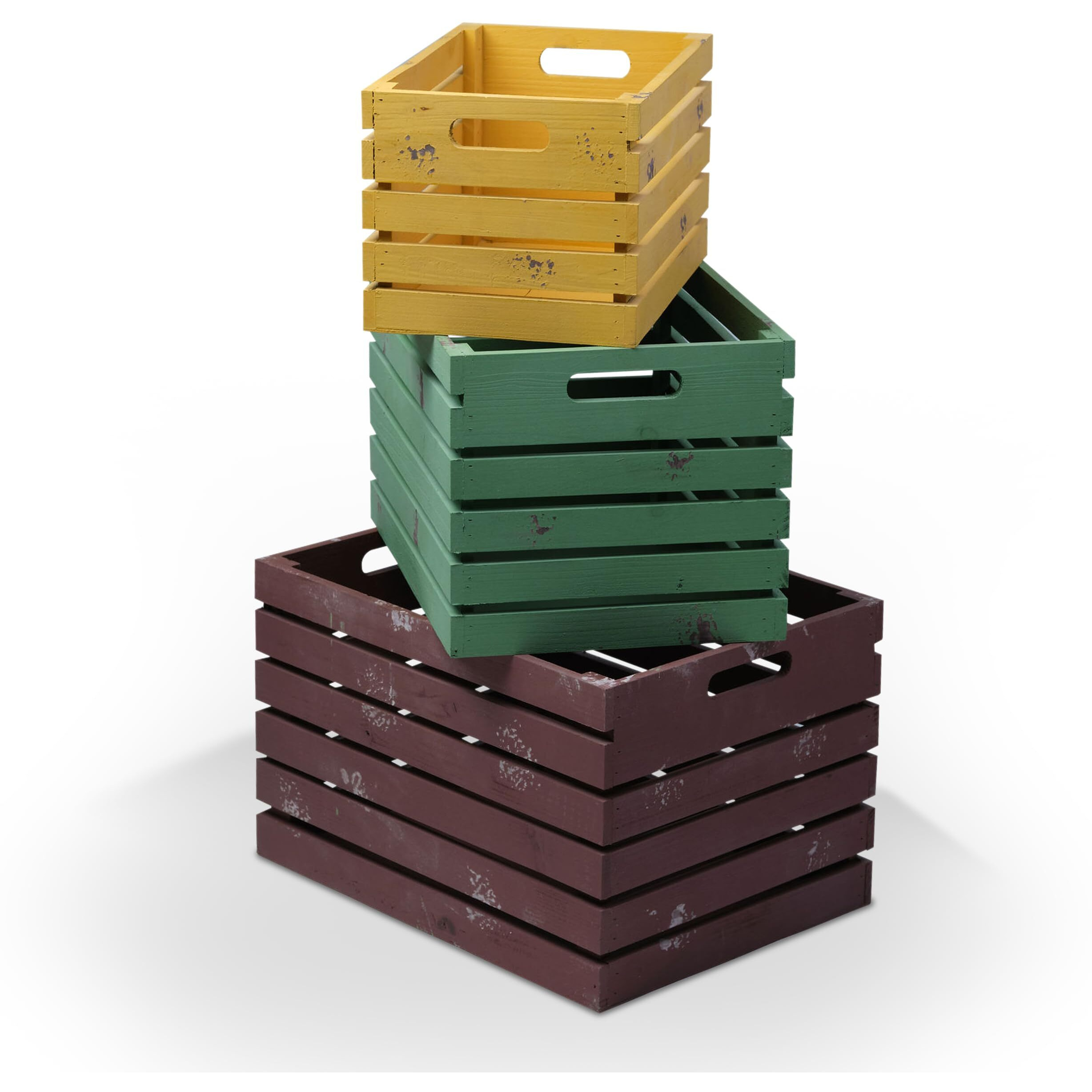 Wald FL5011 Set Of 3 Distressed Wood Crates