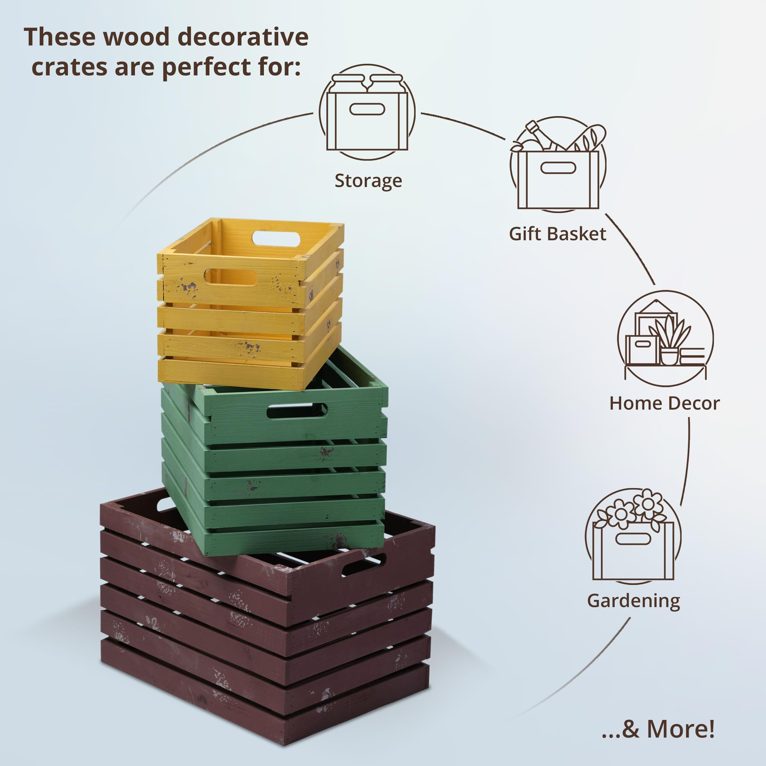 Wald FL5011 Set Of 3 Distressed Wood Crates