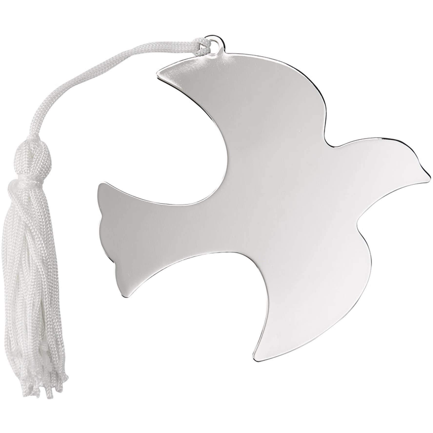 Creative Gifts International 019939 Dove Ornament with White Tassels&44 Nickel plated