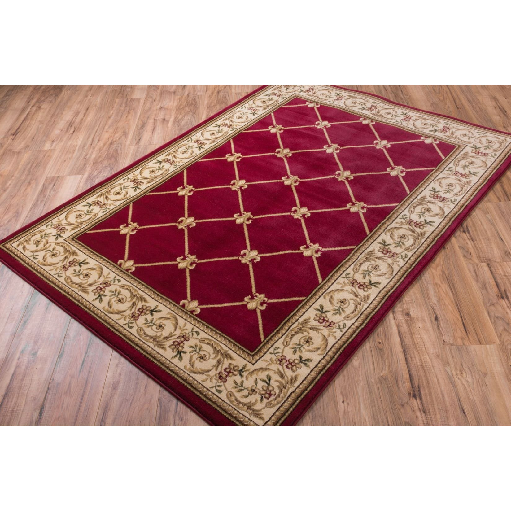 Infinity Home 36208 9 ft. 2 in. x 12 ft. 6 in. Timeless Fleur De Lis Area Rug - Red