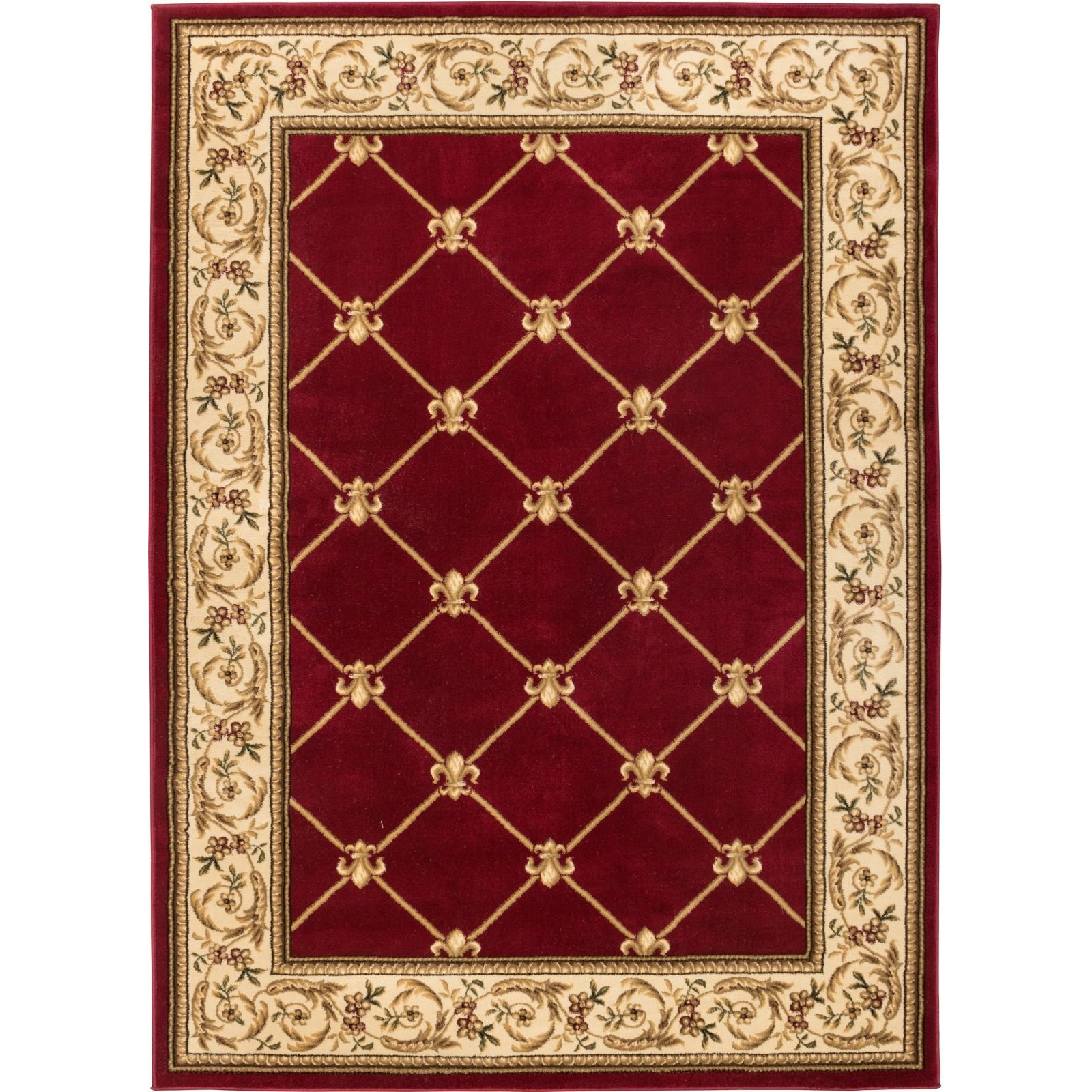 Infinity Home 36208 9 ft. 2 in. x 12 ft. 6 in. Timeless Fleur De Lis Area Rug - Red