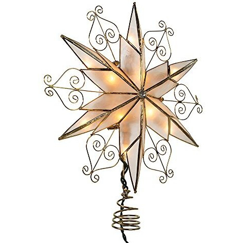 Kurt S. Adler UL3110 10-Light 6-Point Capiz Star Treetop with Scroll Design