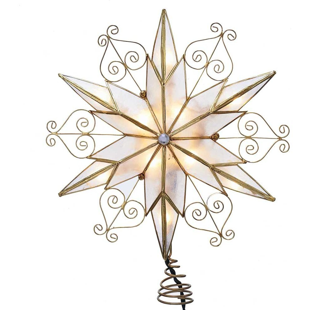 Kurt S. Adler UL3110 10-Light 6-Point Capiz Star Treetop with Scroll Design