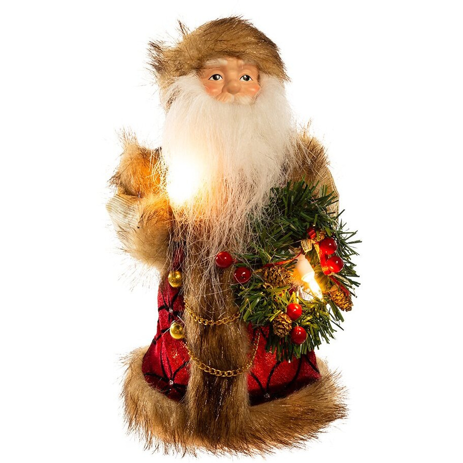 Kurt S. Adler UL1090 10 in.10-Light Burgundy and Brown Santa Treetop