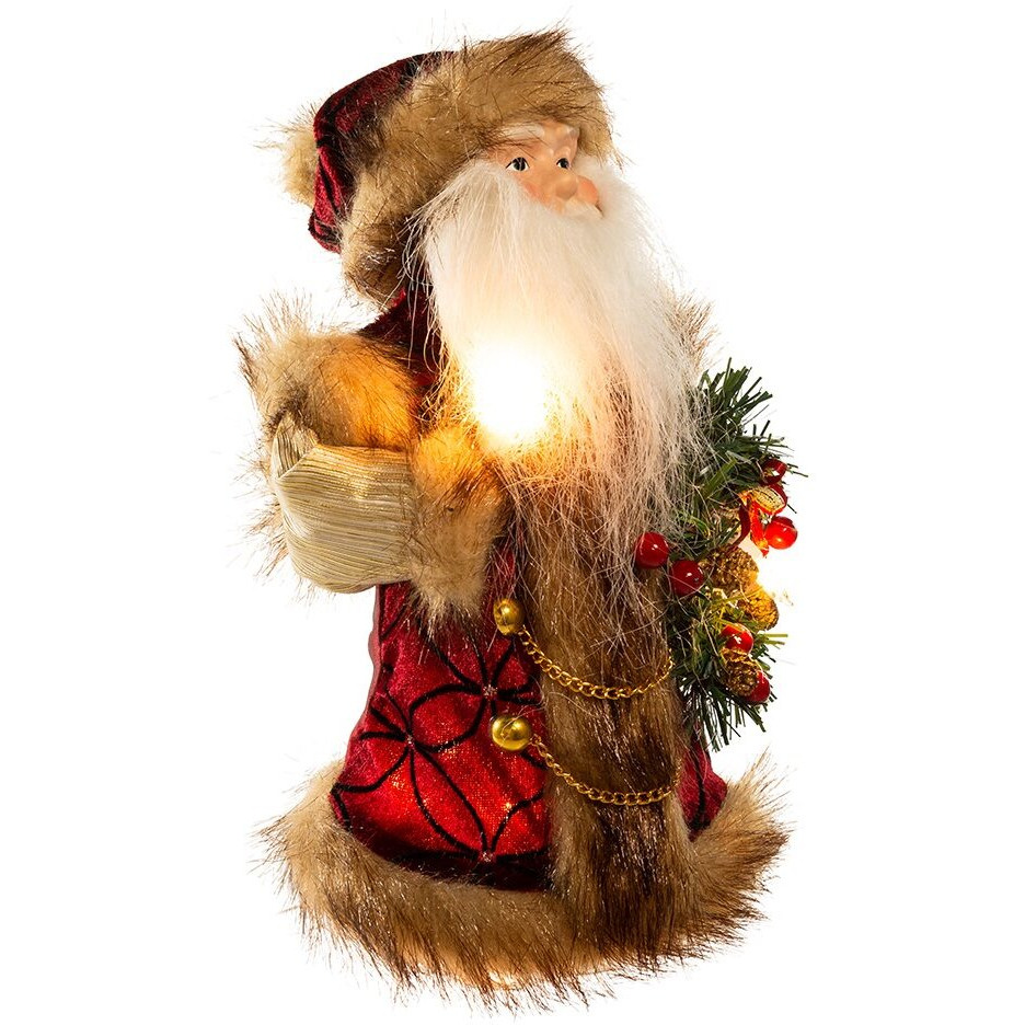 Kurt S. Adler UL1090 10 in.10-Light Burgundy and Brown Santa Treetop