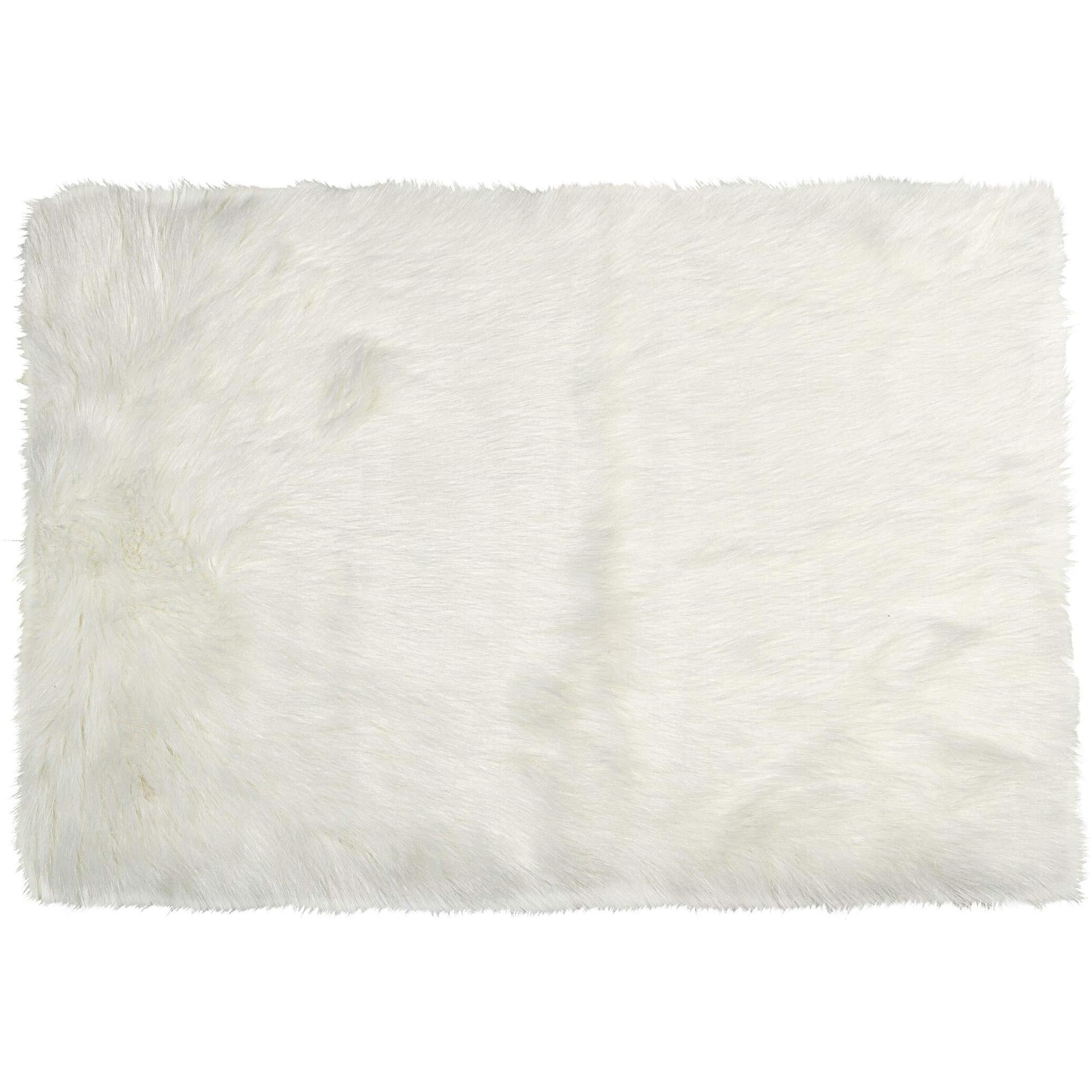 Luxe Faux Fur 676685029638 2 x 3 ft. Hudson Faux Fur Rectangular Rug - Off White