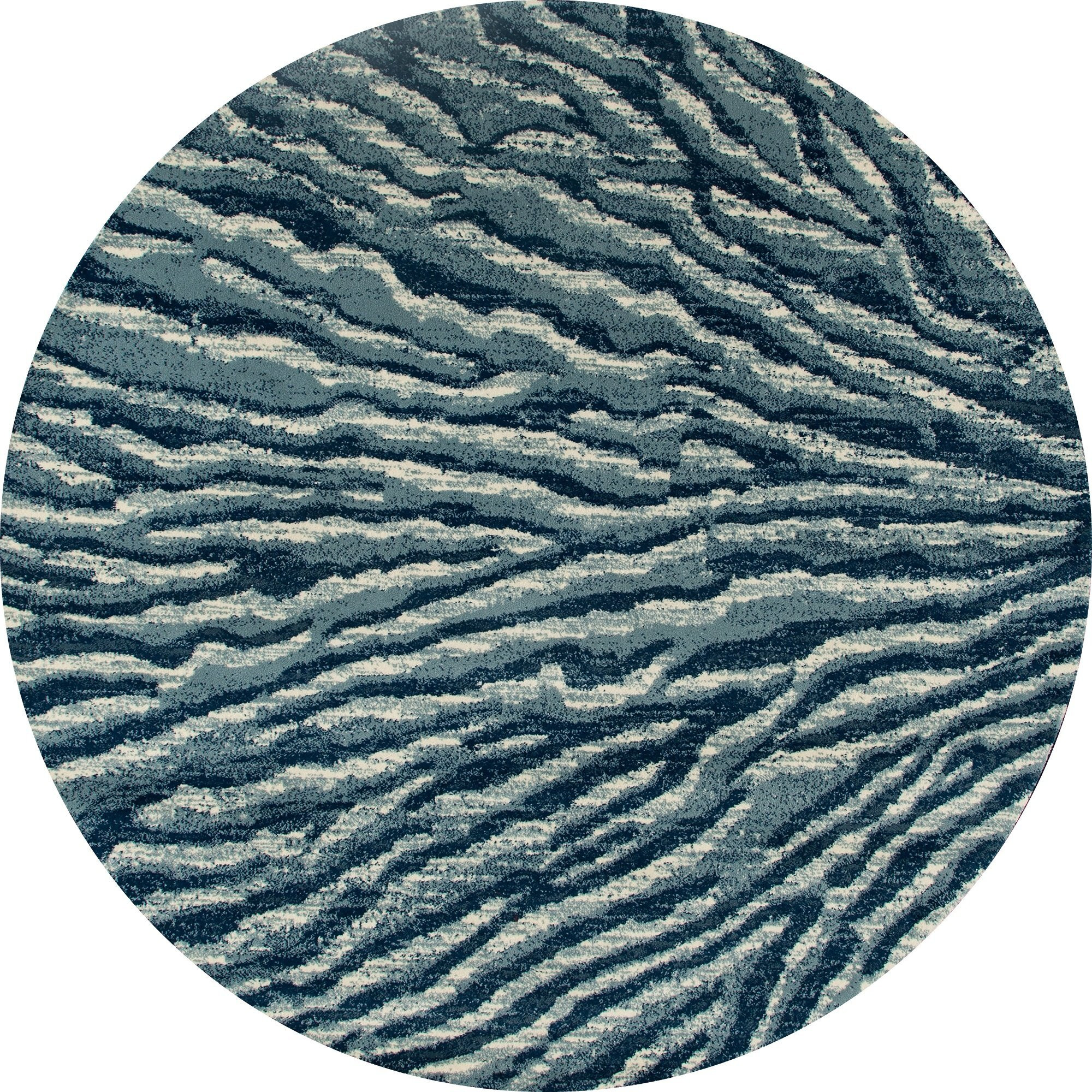 Art Carpet 25894 5 ft. Troy Collection Ripple Woven Round Area Rug  Blue