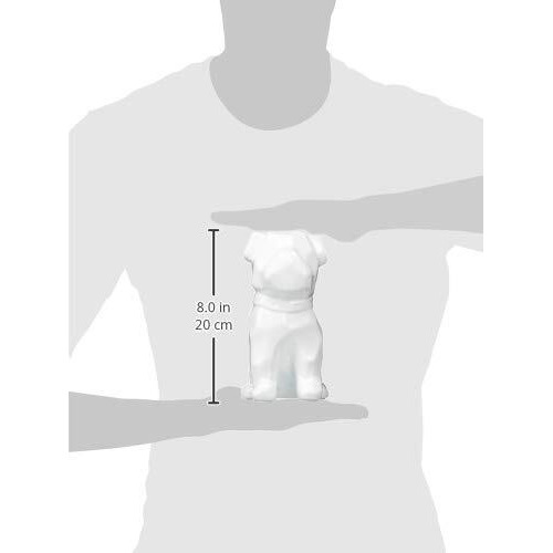 Urban Trends Collection 45023 Ceramic Geometric Sitting British Bulldog Figurine with Collar&44 Gloss Finish - White