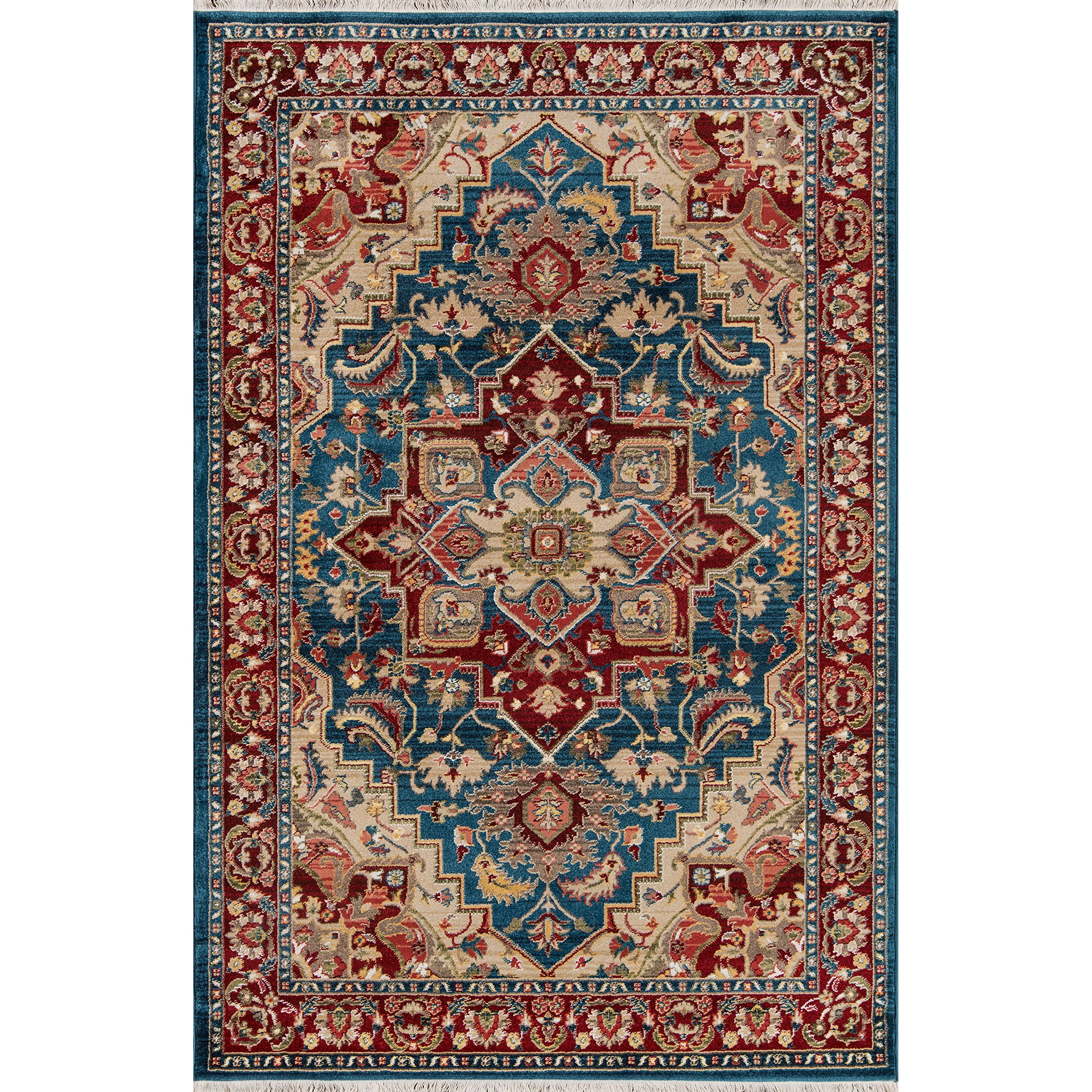 Momeni LENOXLE-01BLU2030 Lenox Traditional Area Rug  Blue - 2 x 3 ft. Rectangle
