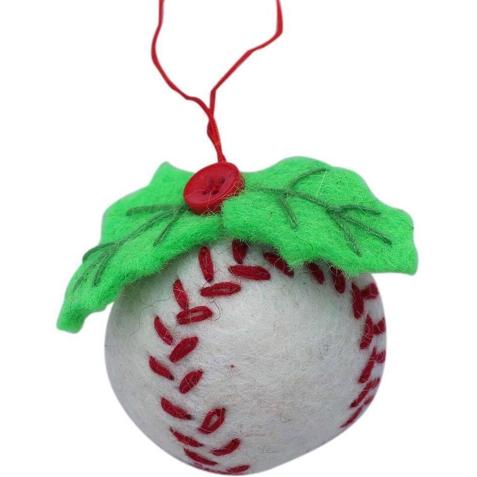 Global Groove GLG50035-01-241456 Handmade & Fair Trade Baseball Felt Ornament